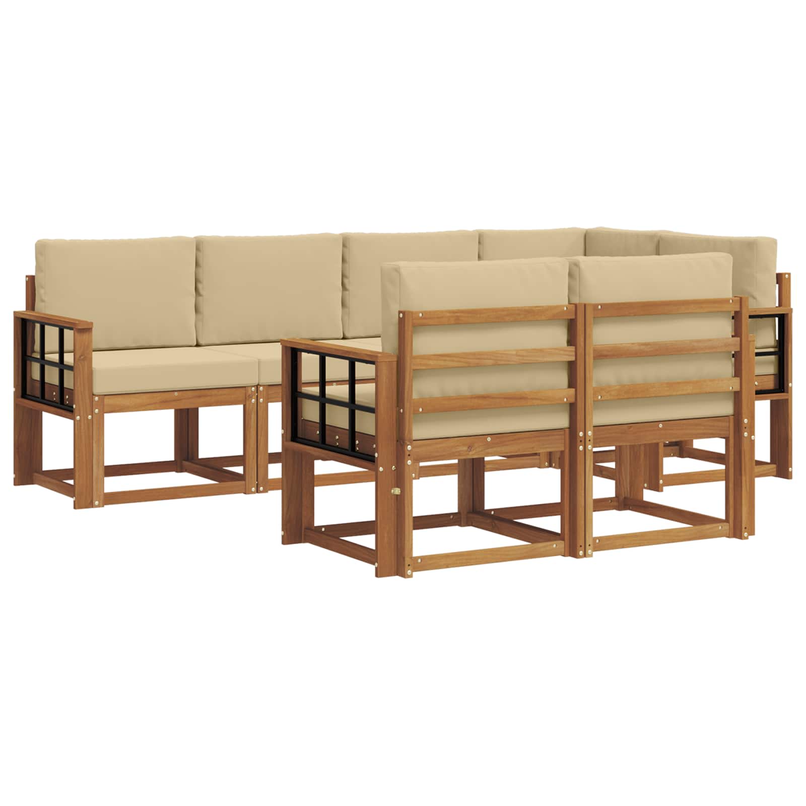 Set vanjskih sofa s jastukom 7 pcs Prirodna i bež
