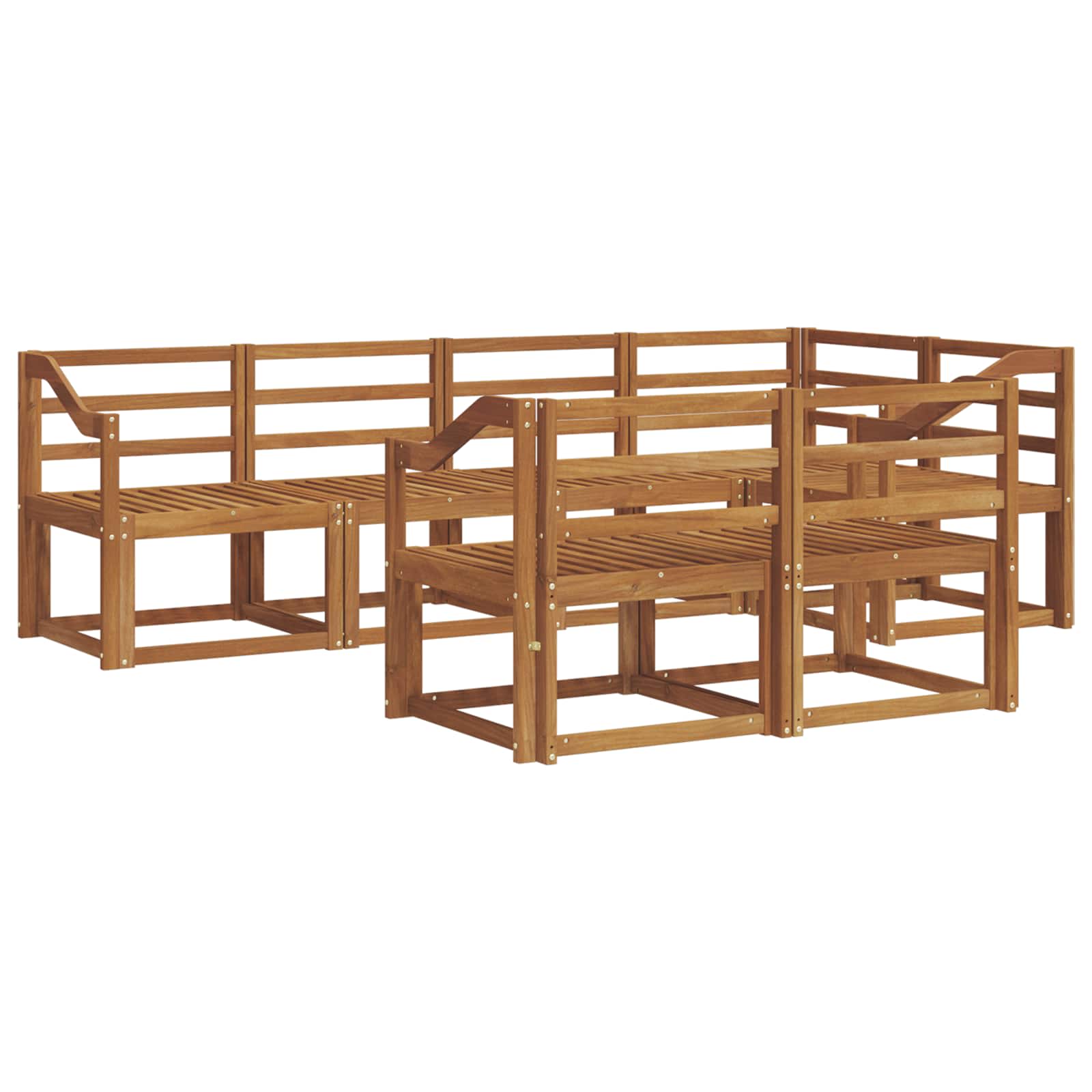 Set vanjskih sofa 7 pcs Prirodna Čvrsto drvo akacije