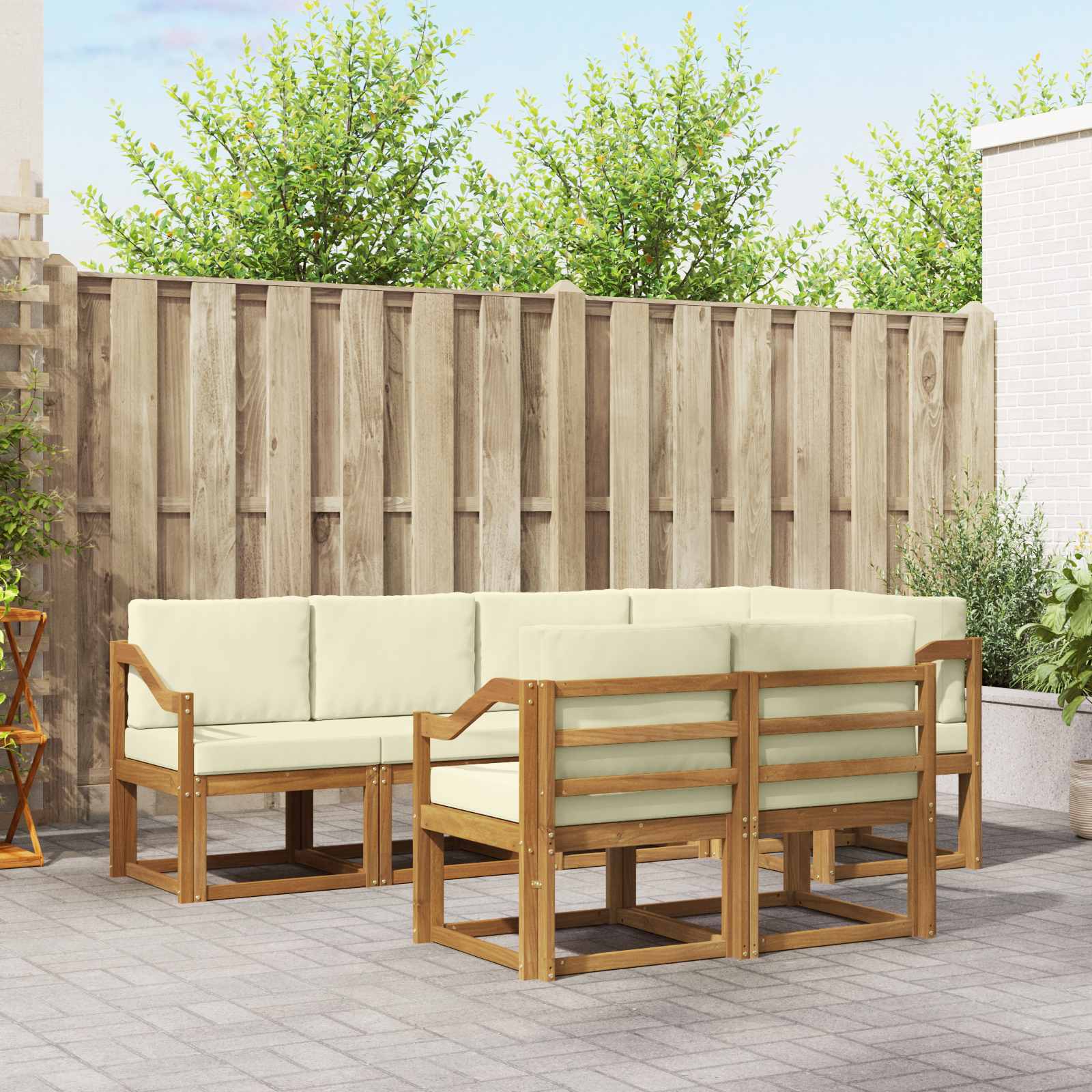 Set vanjskih sofa s jastukom 7 pcs Prirodna i krem