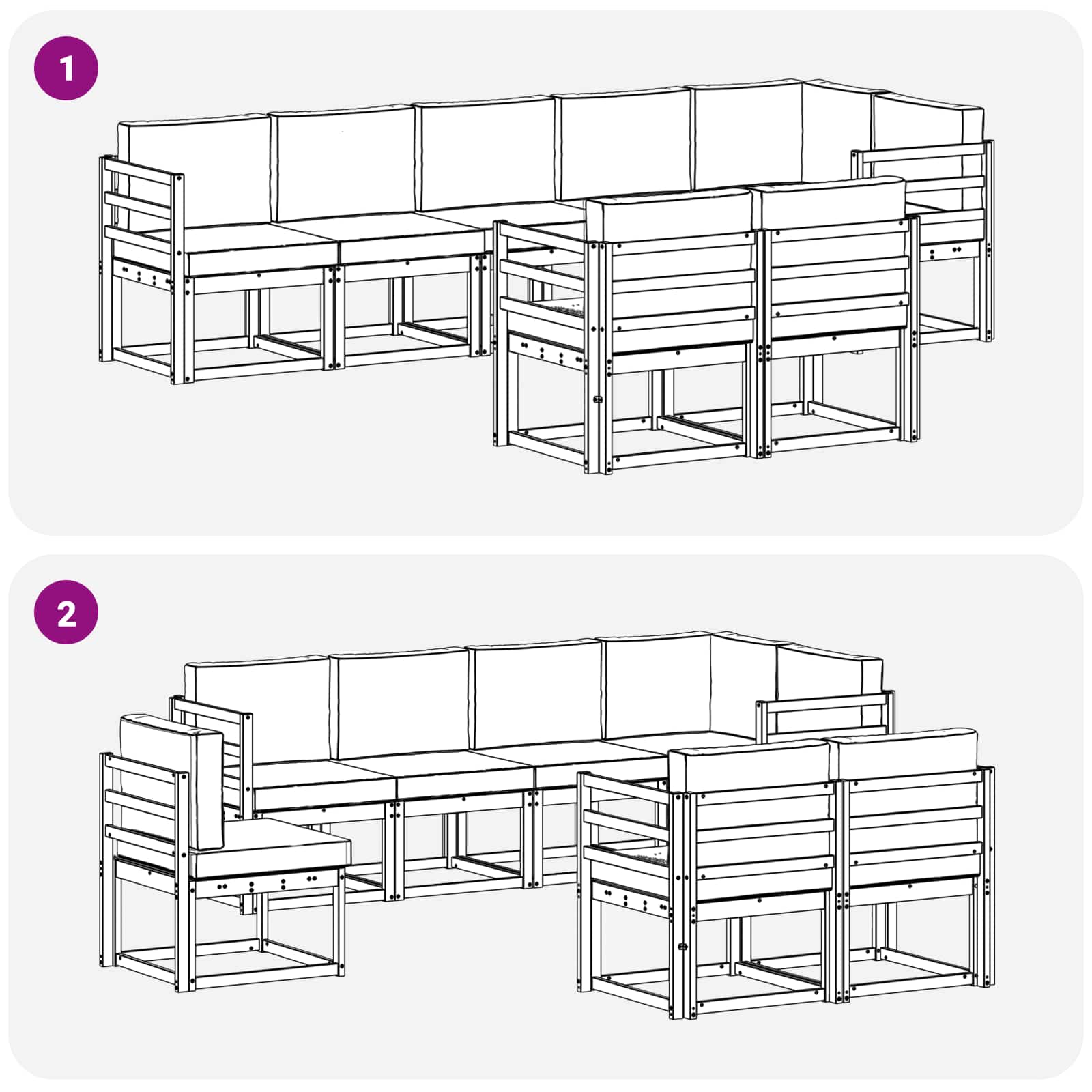 Set vanjskih sofa s jastukom 8 pcs Prirodna i krem