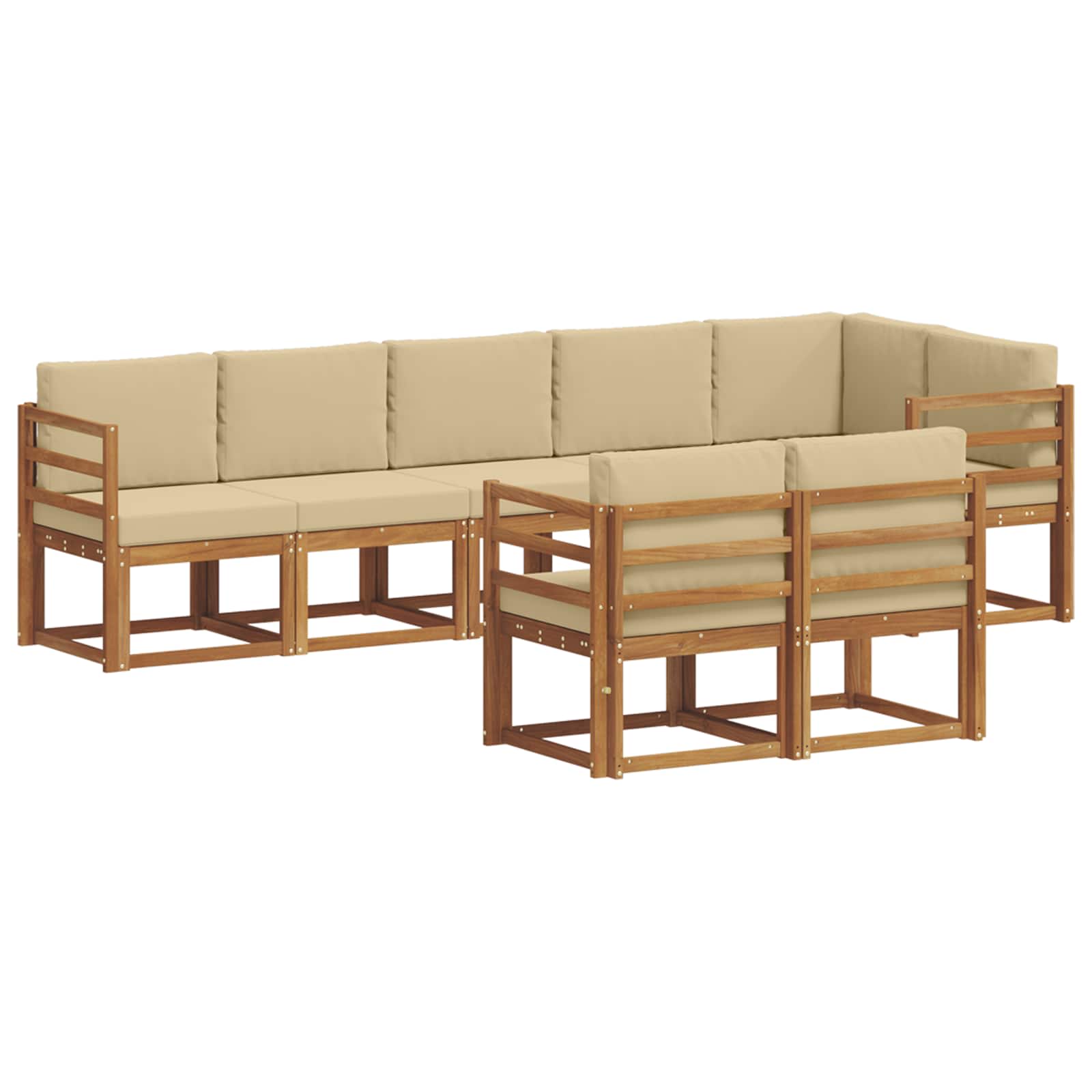 Set vanjskih sofa s jastukom 8 pcs Prirodna i bež