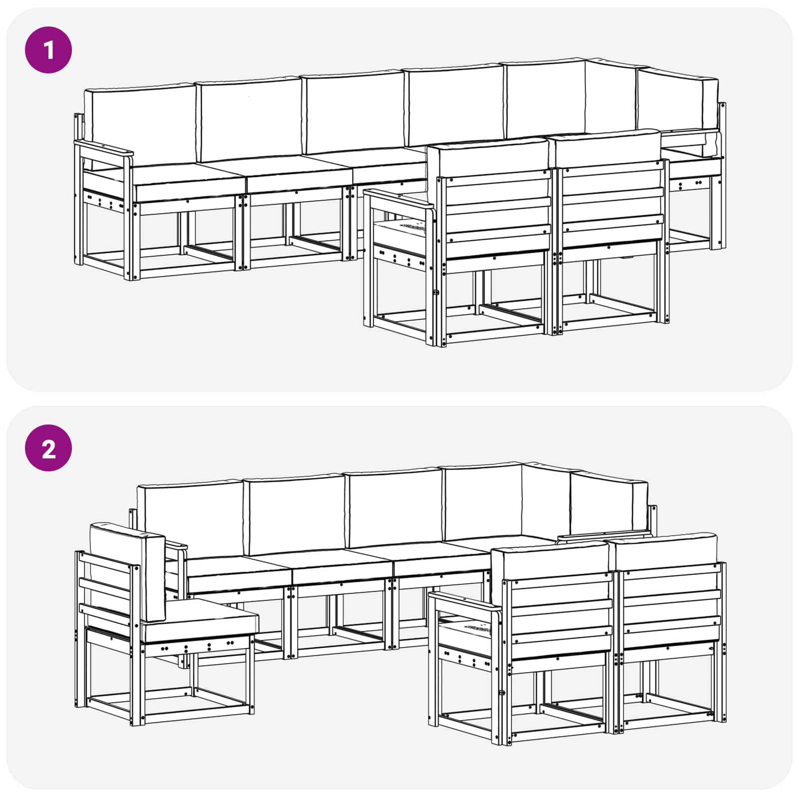 Set vanjskih sofa s jastukom 8 pcs Prirodna i krem