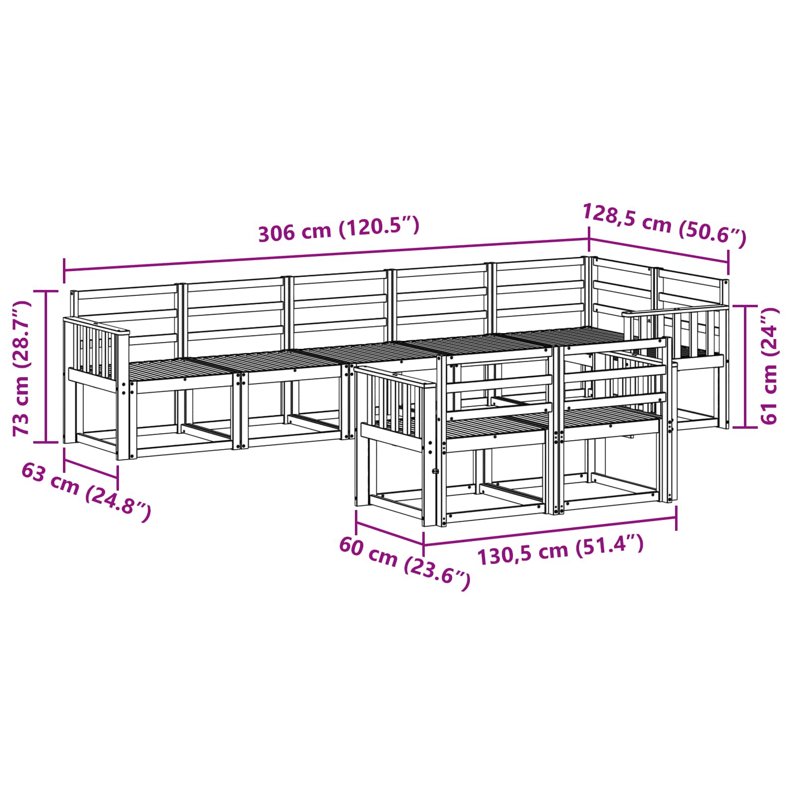 Set vanjskih sofa 8 pcs Prirodna Čvrsto drvo akacije
