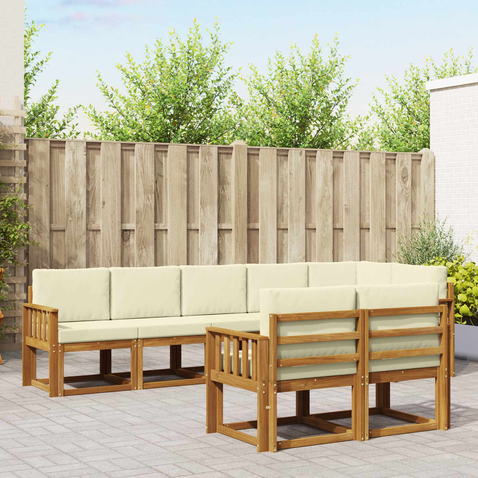 Set vanjskih sofa s jastukom 8 pcs Prirodna i krem
