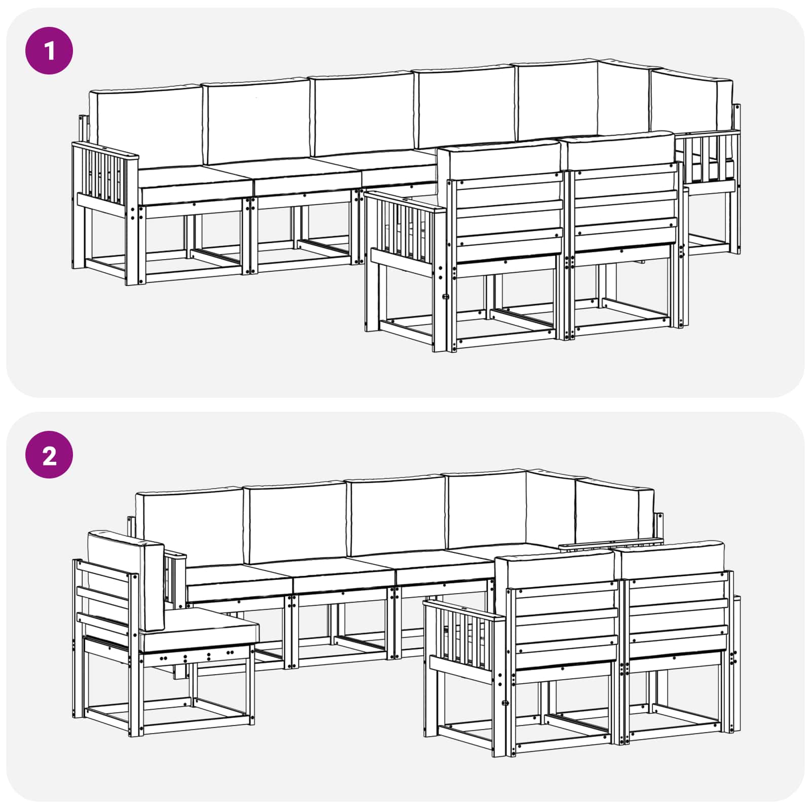 Set vanjskih sofa s jastukom 8 pcs Prirodna i antracit