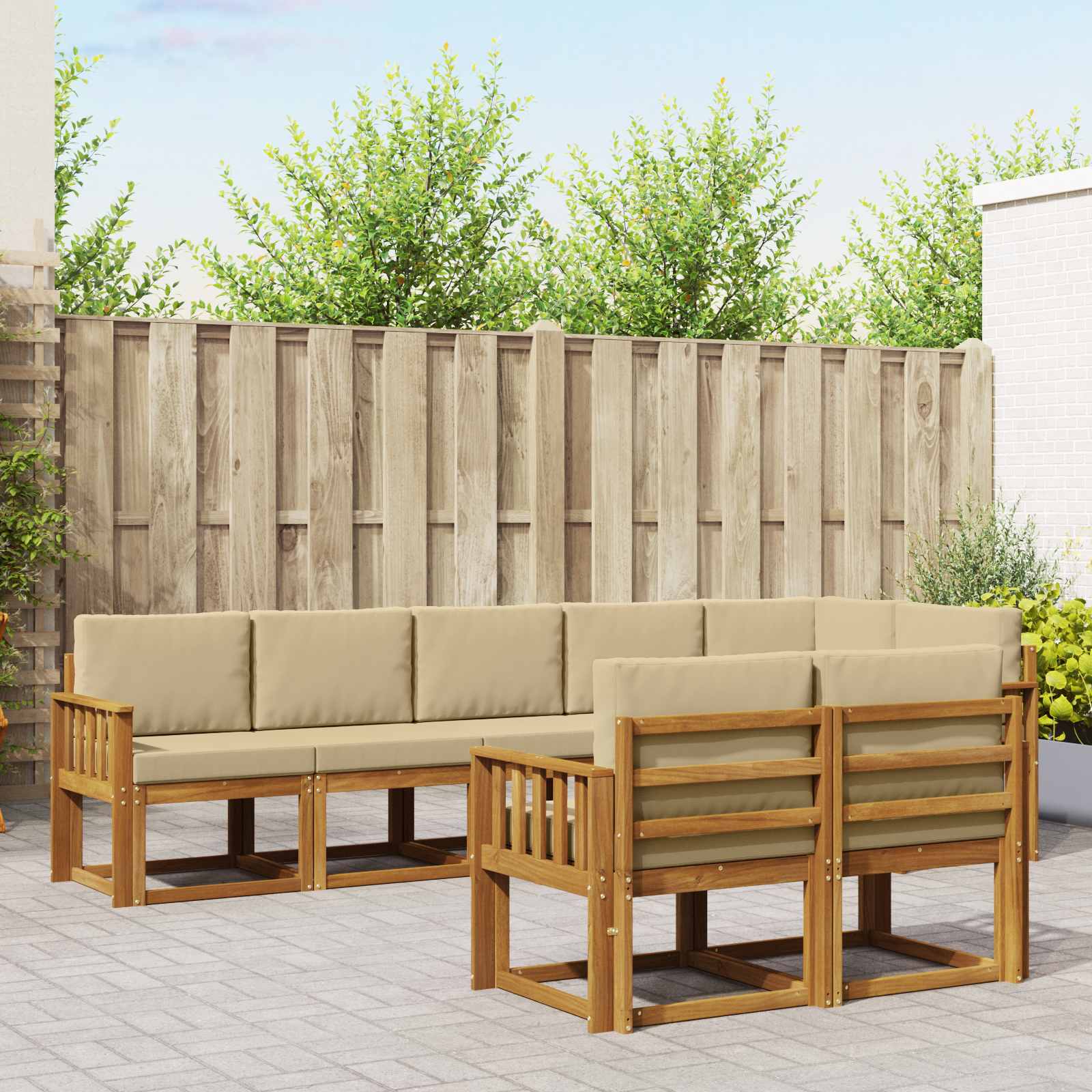 Set vanjskih sofa s jastukom 8 pcs Prirodna i bež