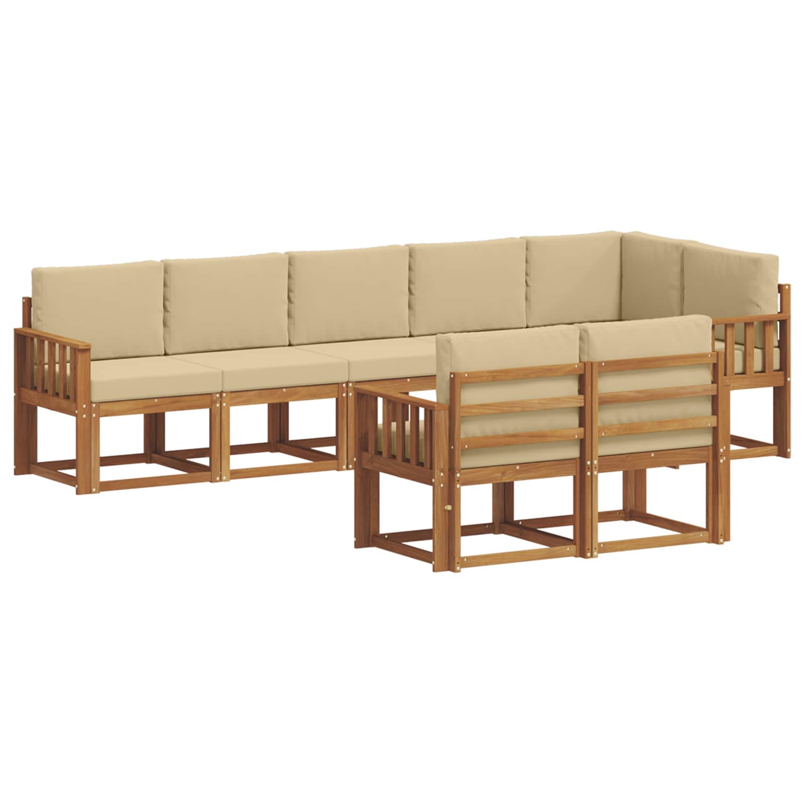 Set vanjskih sofa s jastukom 8 pcs Prirodna i bež