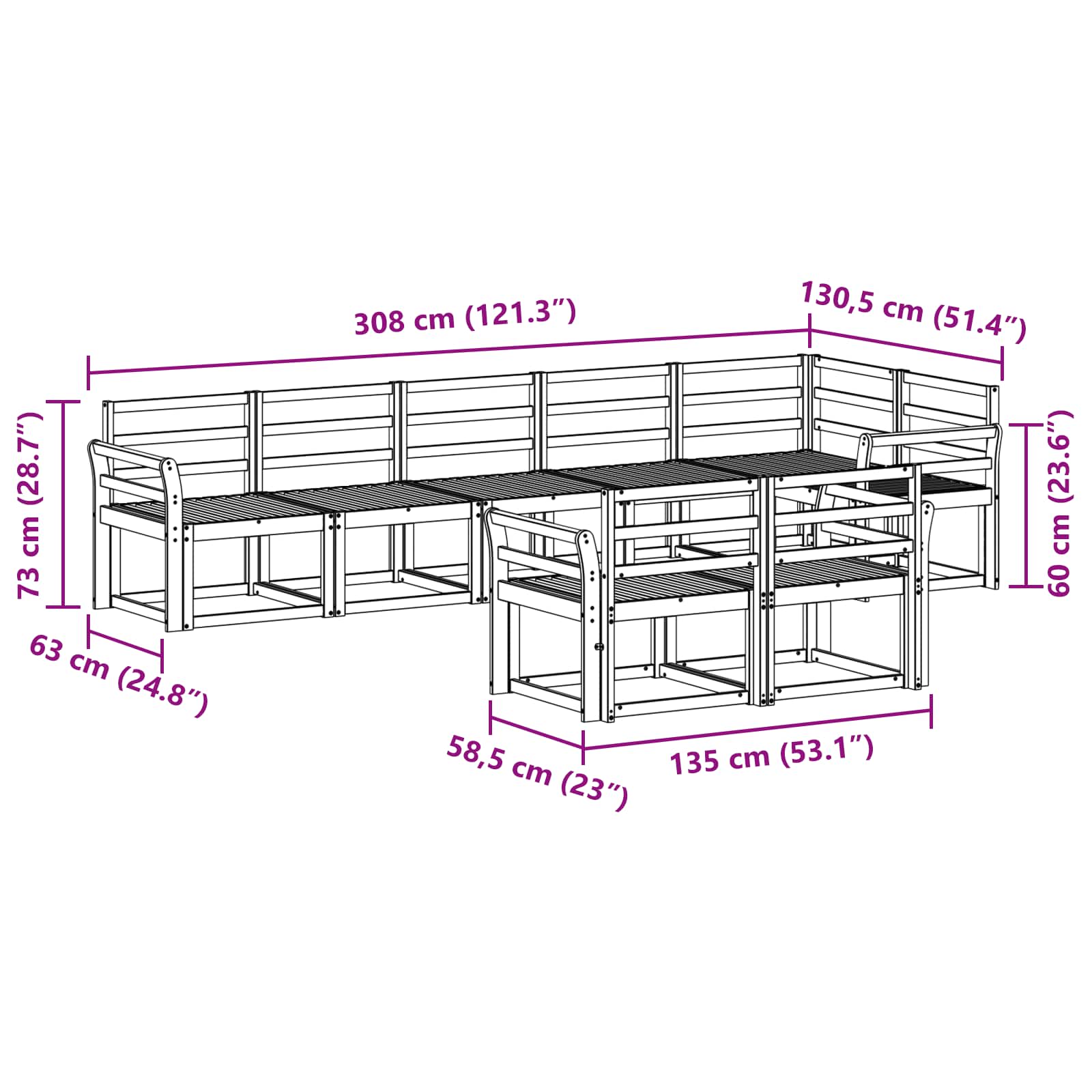 Set vanjskih sofa 8 pcs Prirodna Čvrsto drvo akacije