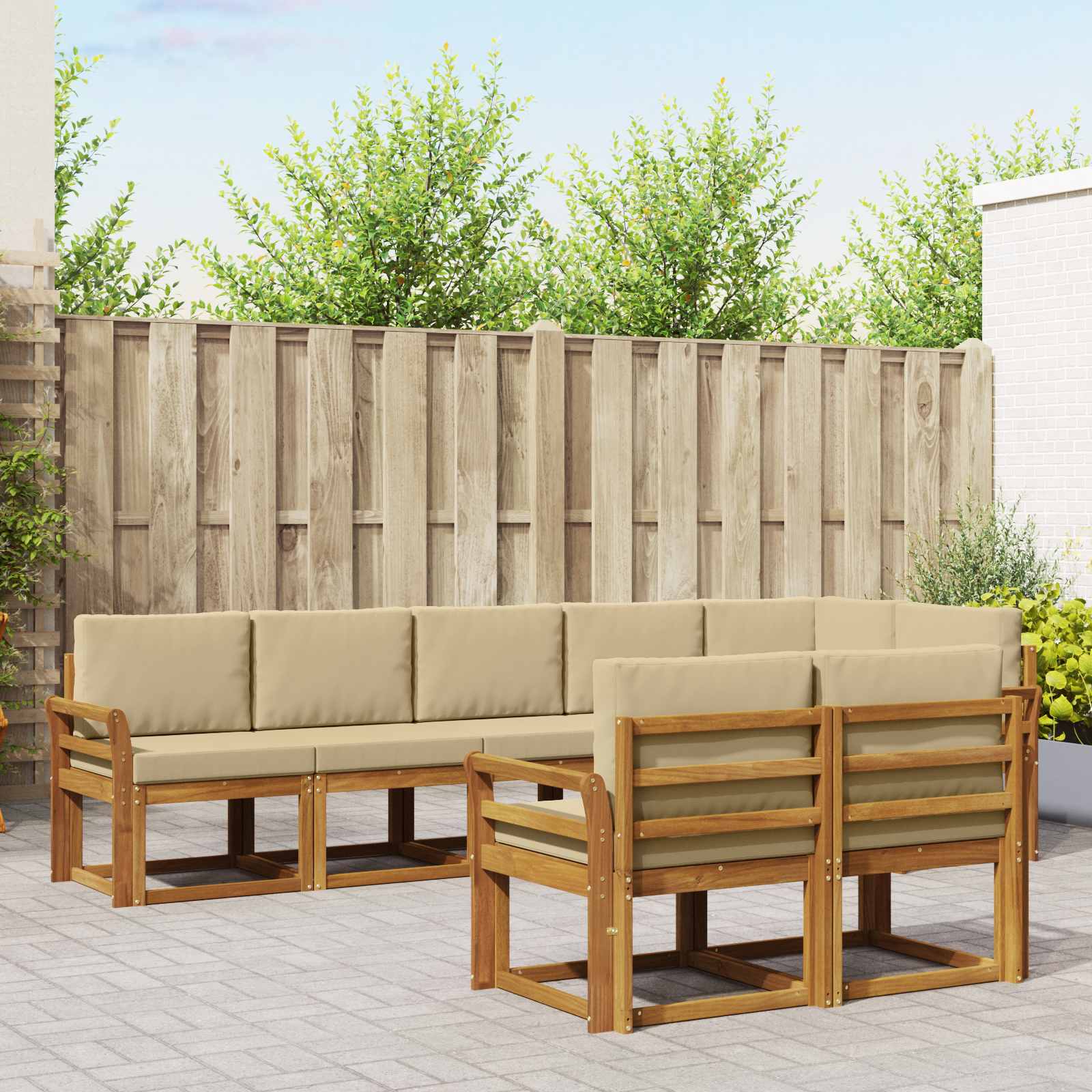 Set vanjskih sofa s jastukom 8 pcs Prirodna i bež
