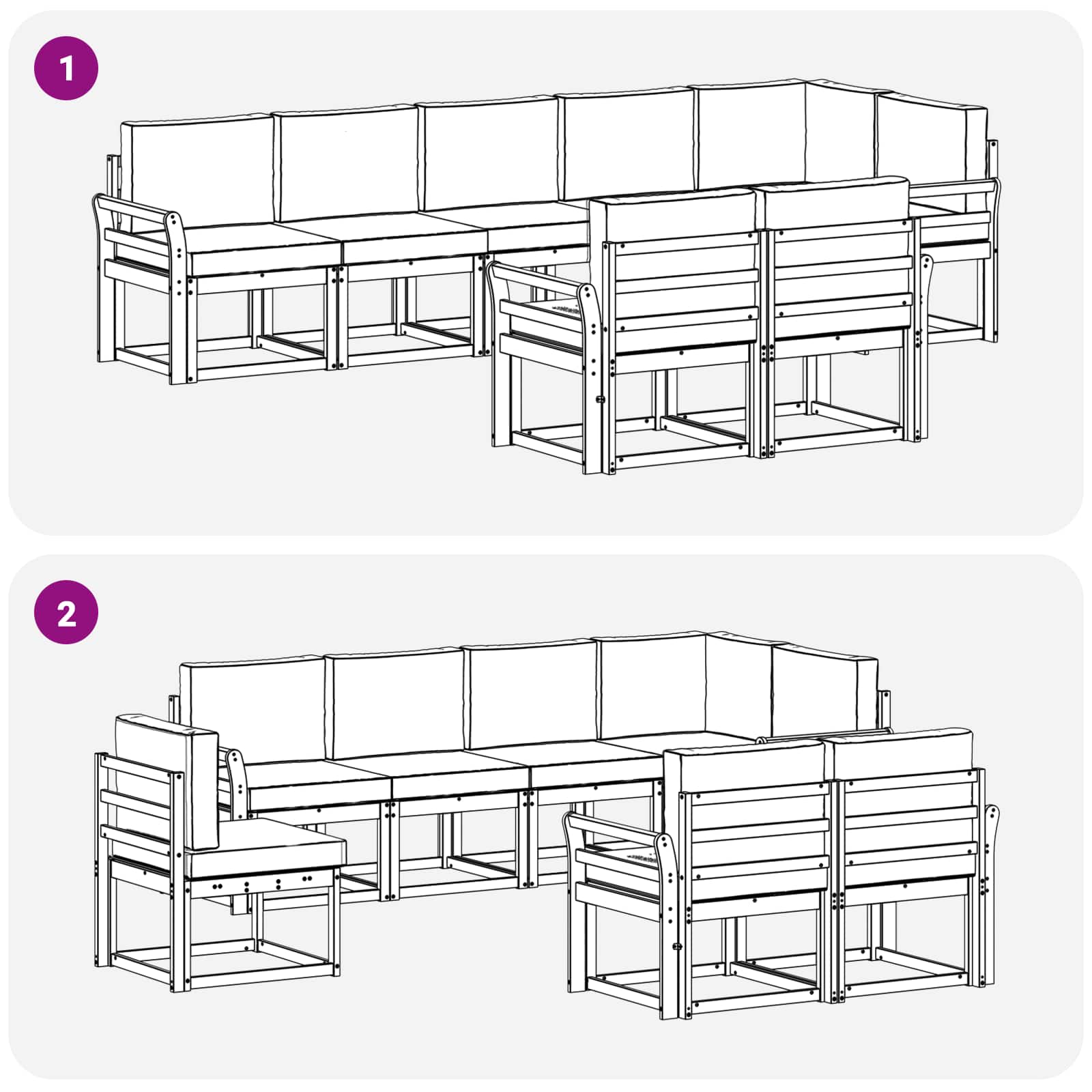 Set vanjskih sofa s jastukom 8 pcs Prirodna i bež