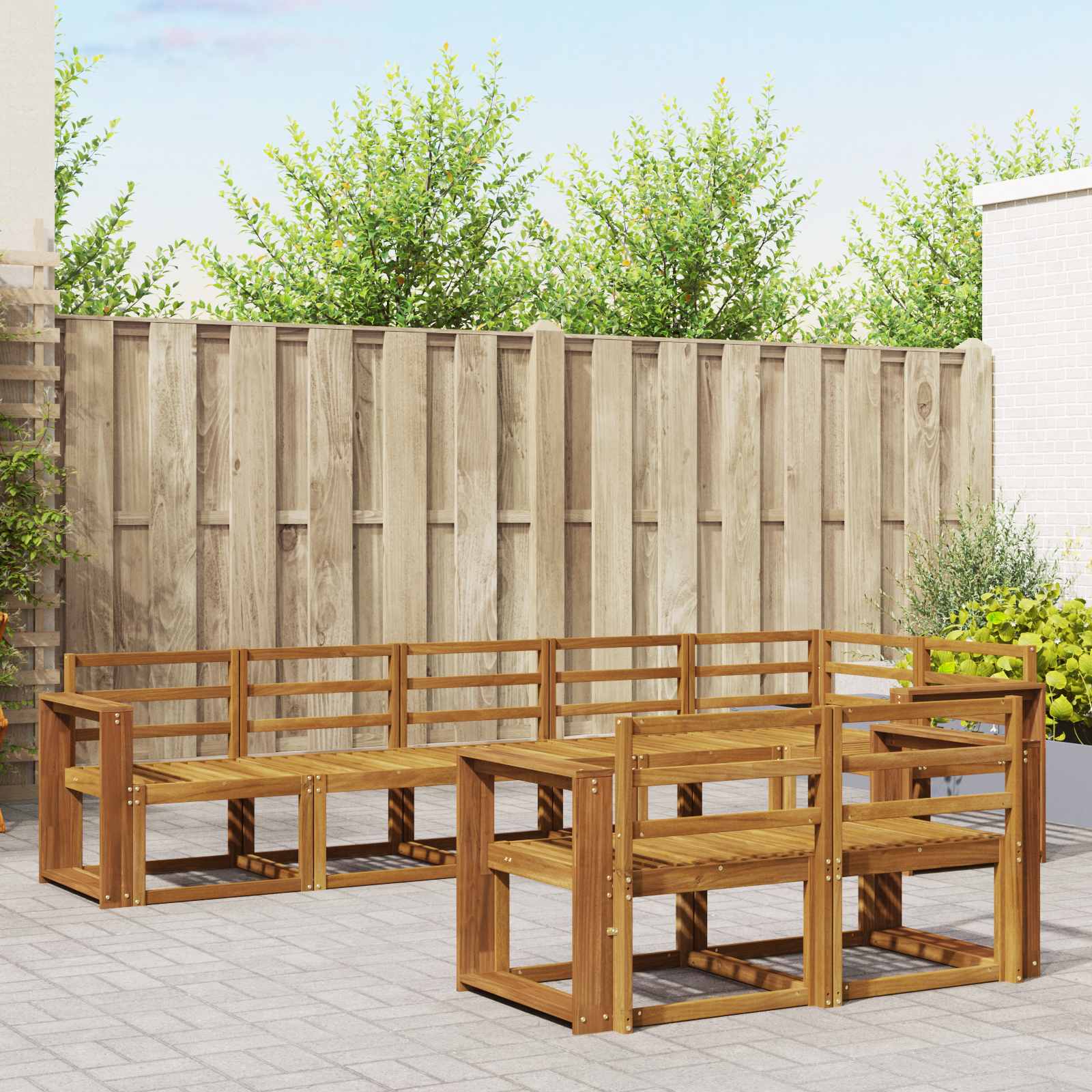 Set vanjskih sofa 8 pcs Prirodna Čvrsto drvo akacije
