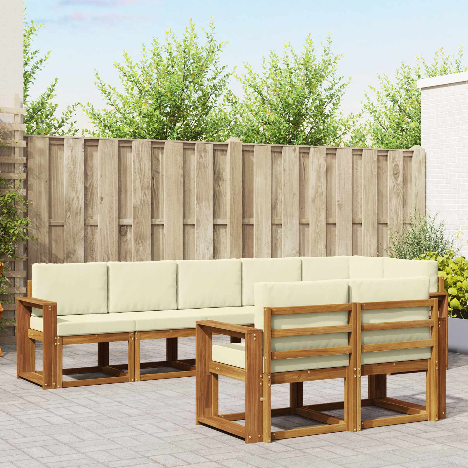 Set vanjskih sofa s jastukom 8 pcs Prirodna i krem