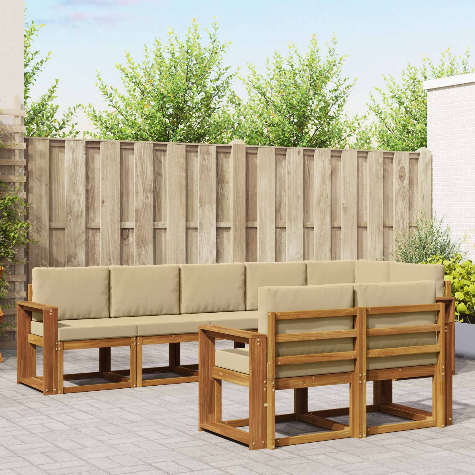 Set vanjskih sofa s jastukom 8 pcs Prirodna i bež