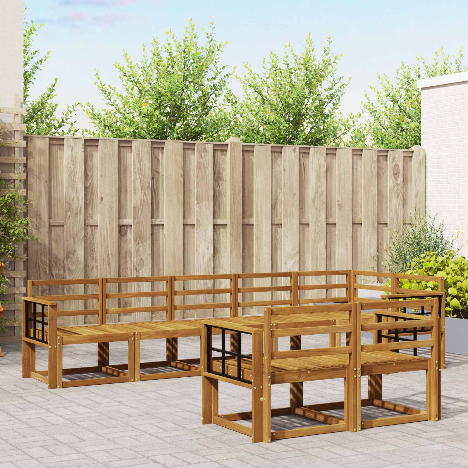 Set vanjskih sofa 8 pcs Prirodna Čvrsto drvo akacije