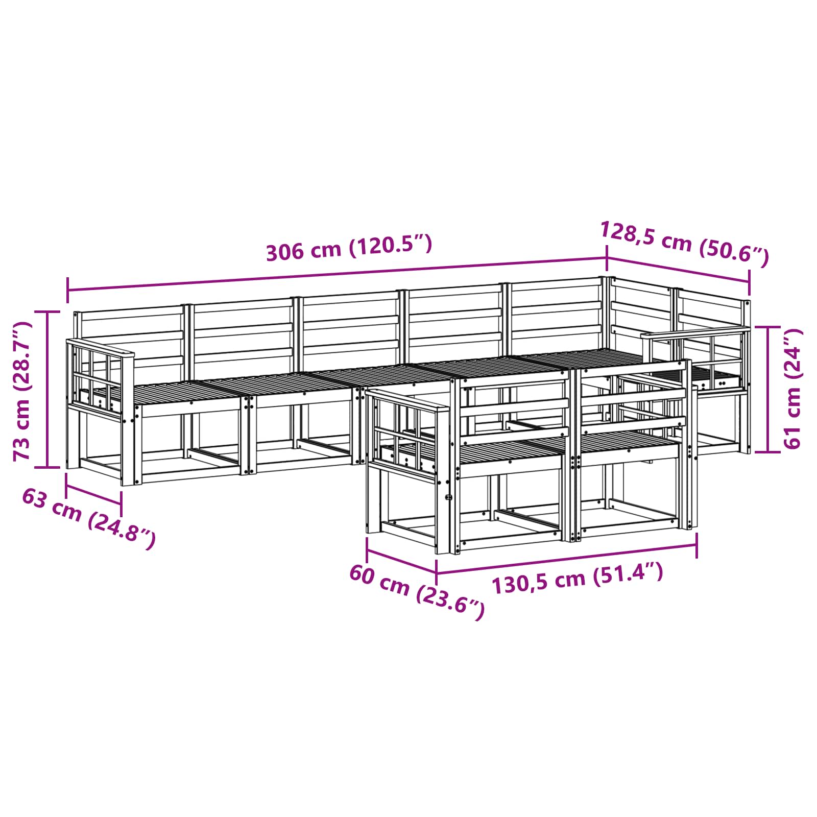 Set vanjskih sofa 8 pcs Prirodna Čvrsto drvo akacije