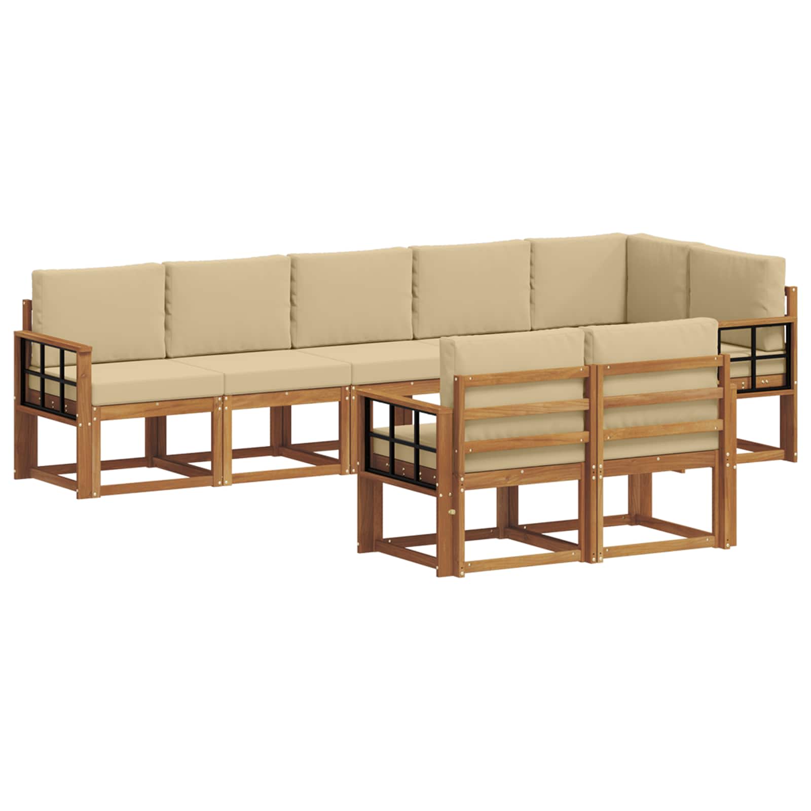 Set vanjskih sofa s jastukom 8 pcs Prirodna i bež