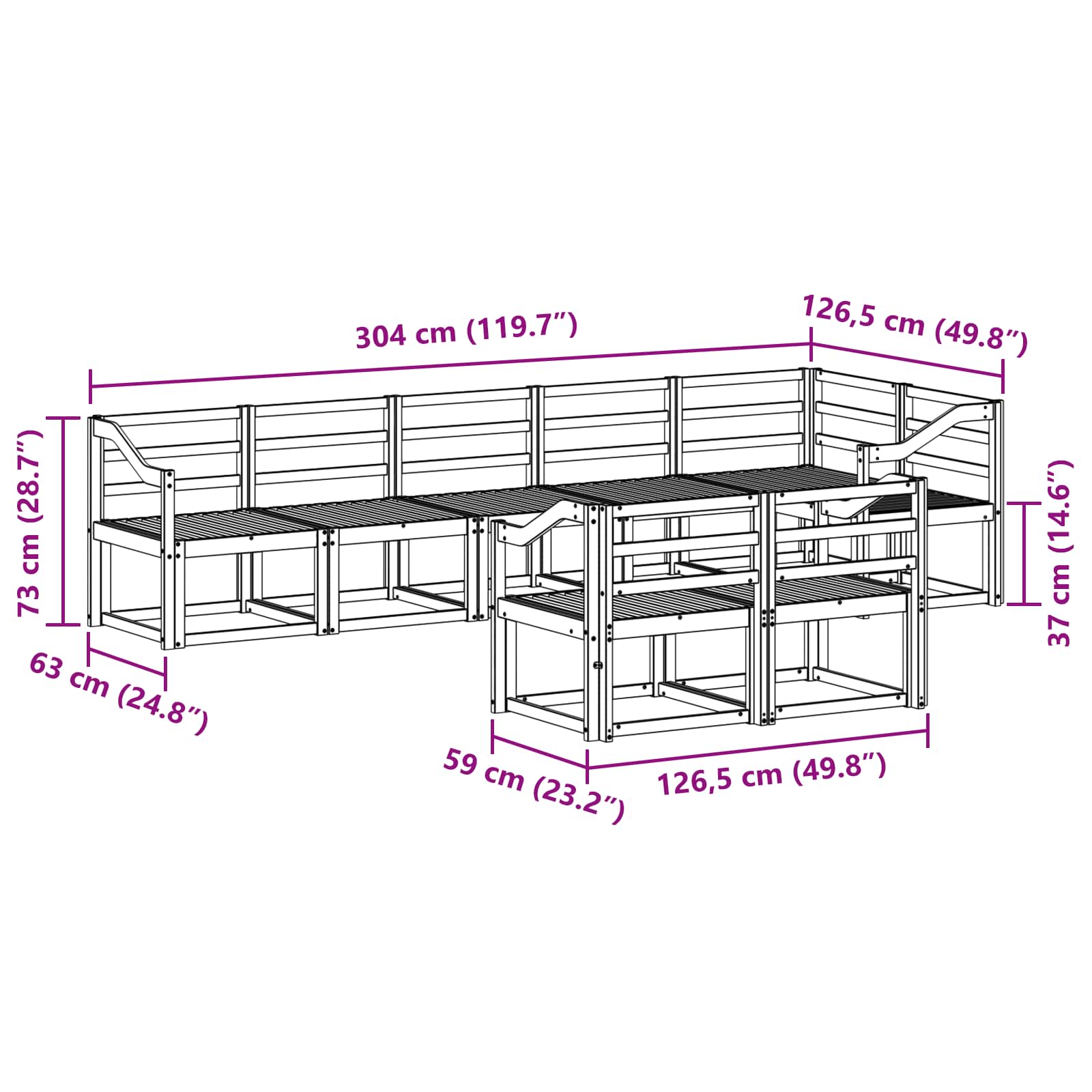 Set vanjskih sofa 8 pcs Prirodna Čvrsto drvo akacije