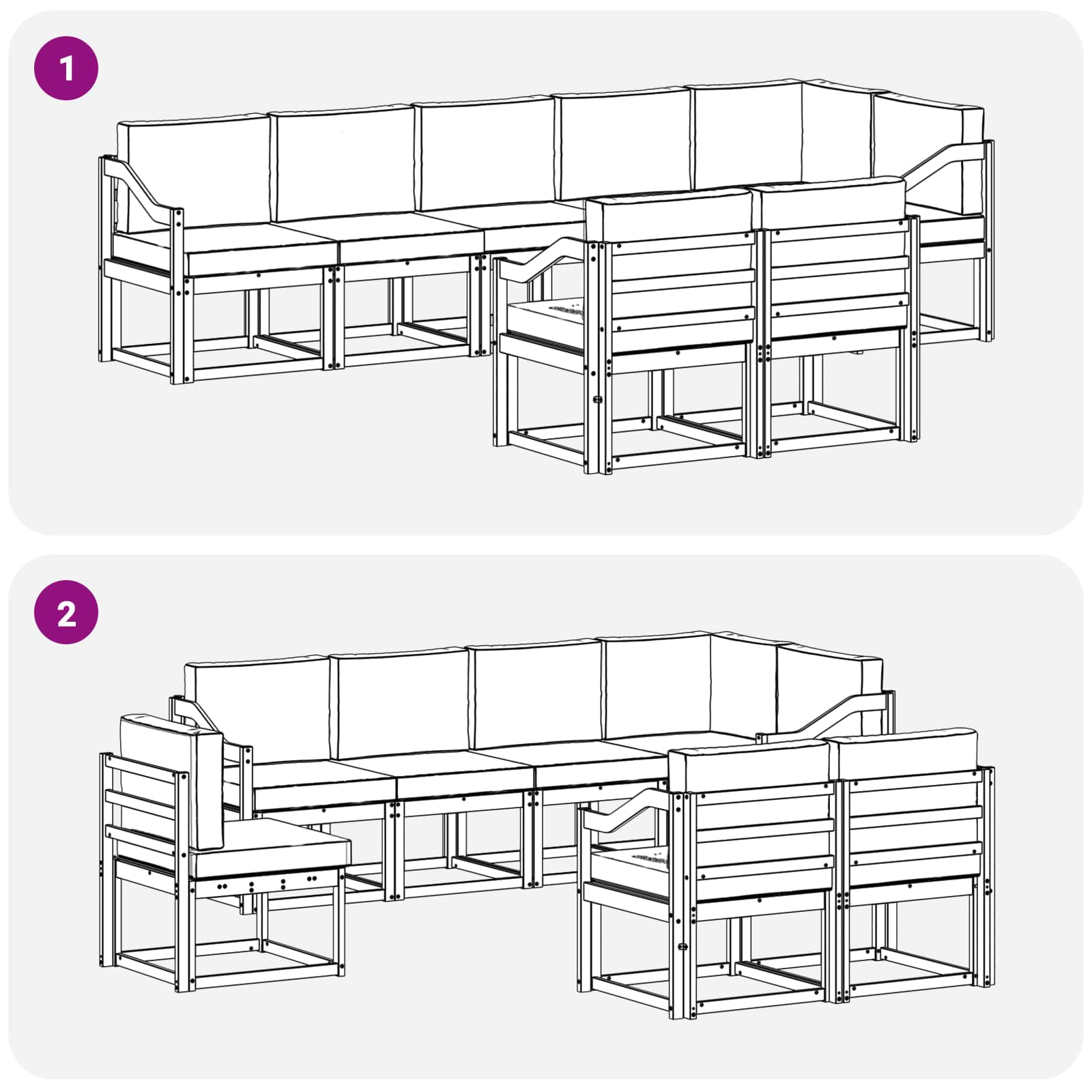 Set vanjskih sofa s jastukom 8 pcs Prirodna i krem