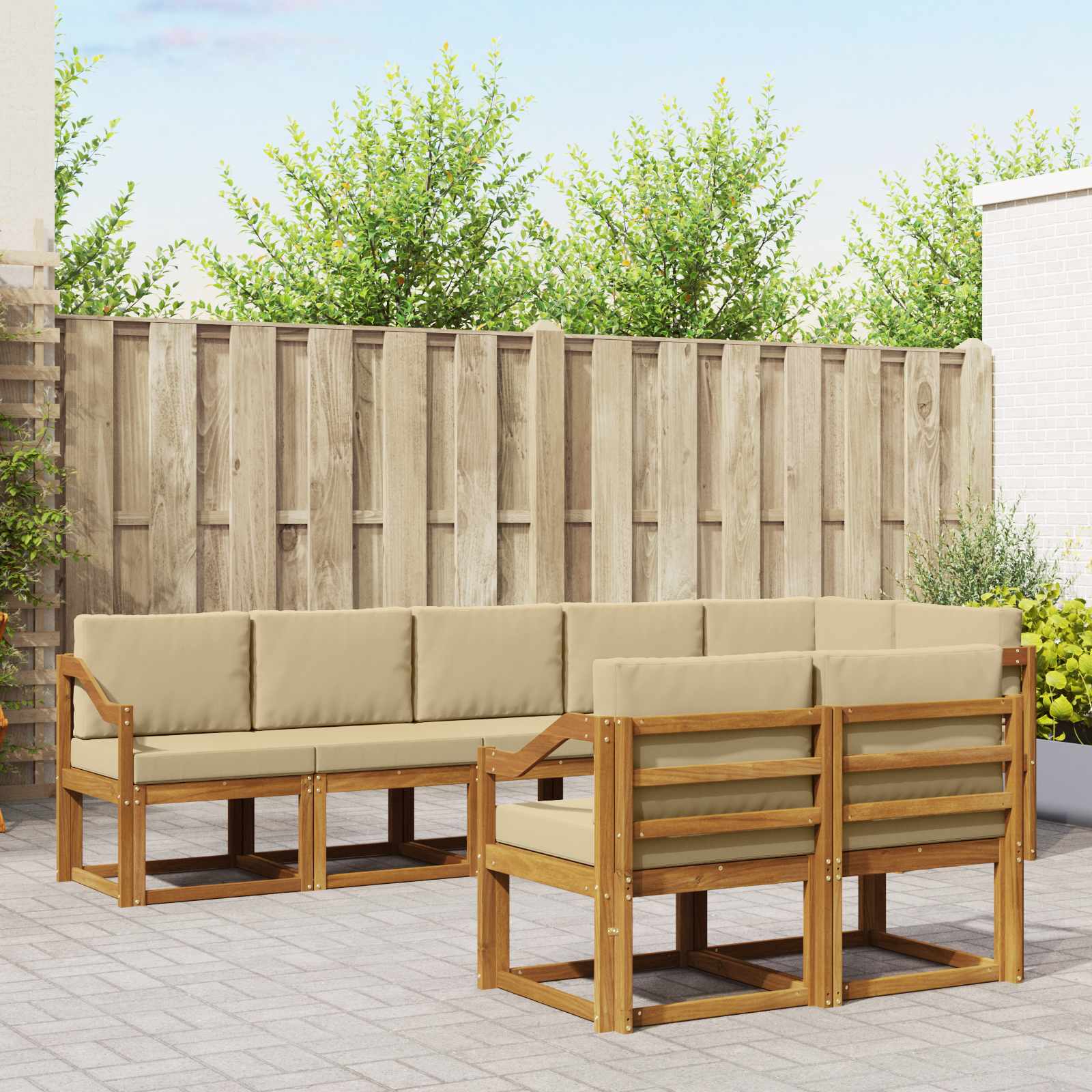 Set vanjskih sofa s jastukom 8 pcs Prirodna i bež