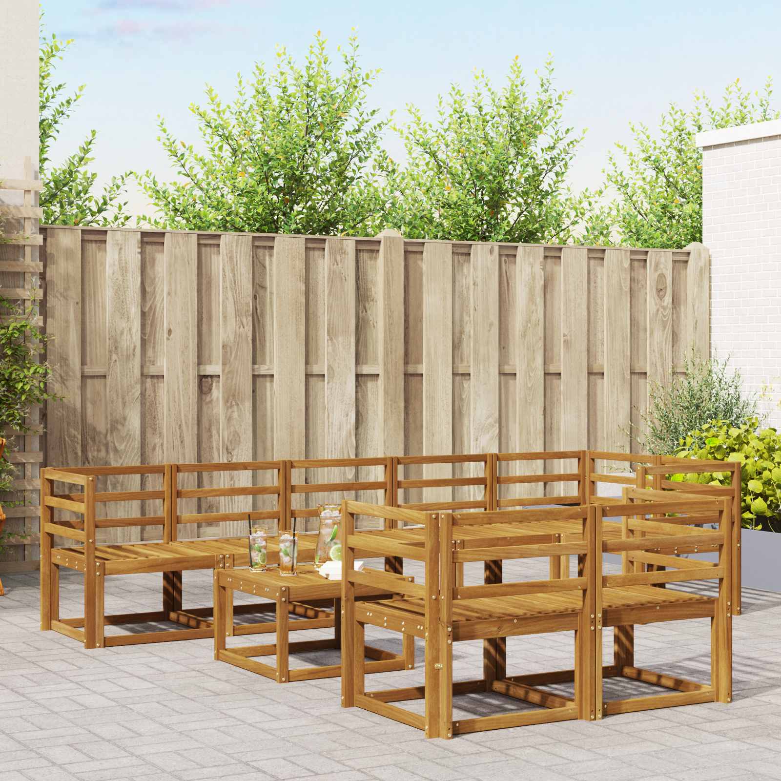 Set vanjskih sofa 9 pcs Prirodna Čvrsto drvo akacije