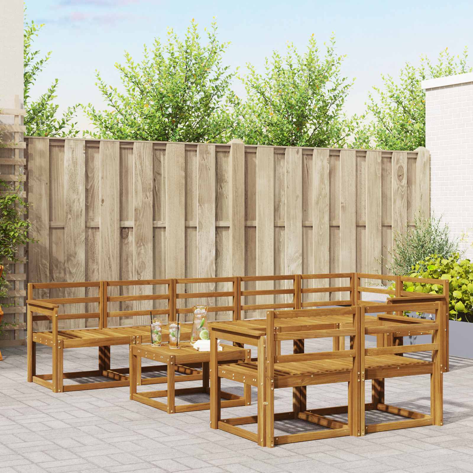 Set vanjskih sofa 9 pcs Prirodna Čvrsto drvo akacije