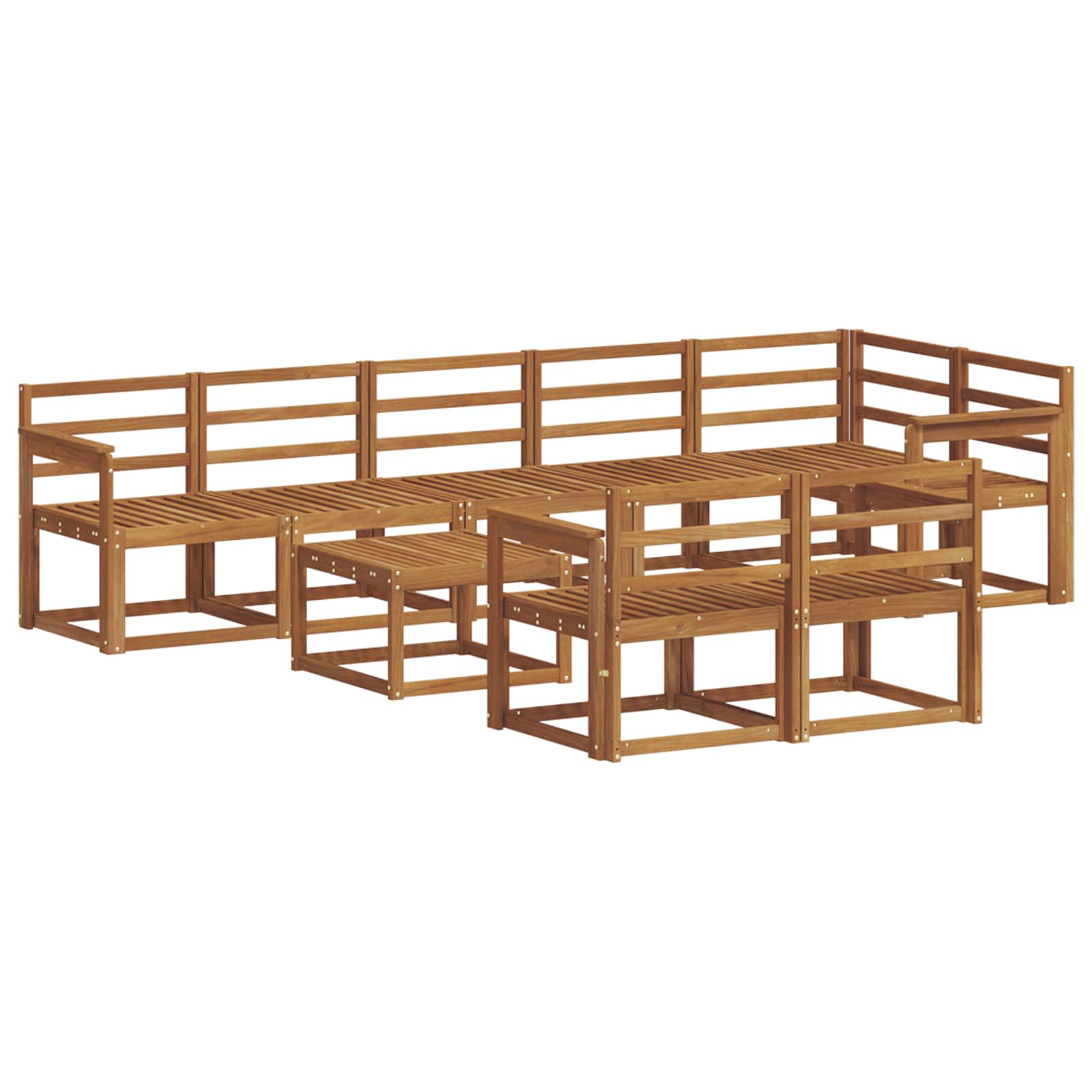 Set vanjskih sofa 9 pcs Prirodna Čvrsto drvo akacije