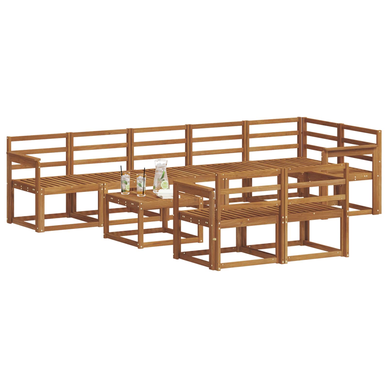 Set vanjskih sofa 9 pcs Prirodna Čvrsto drvo akacije