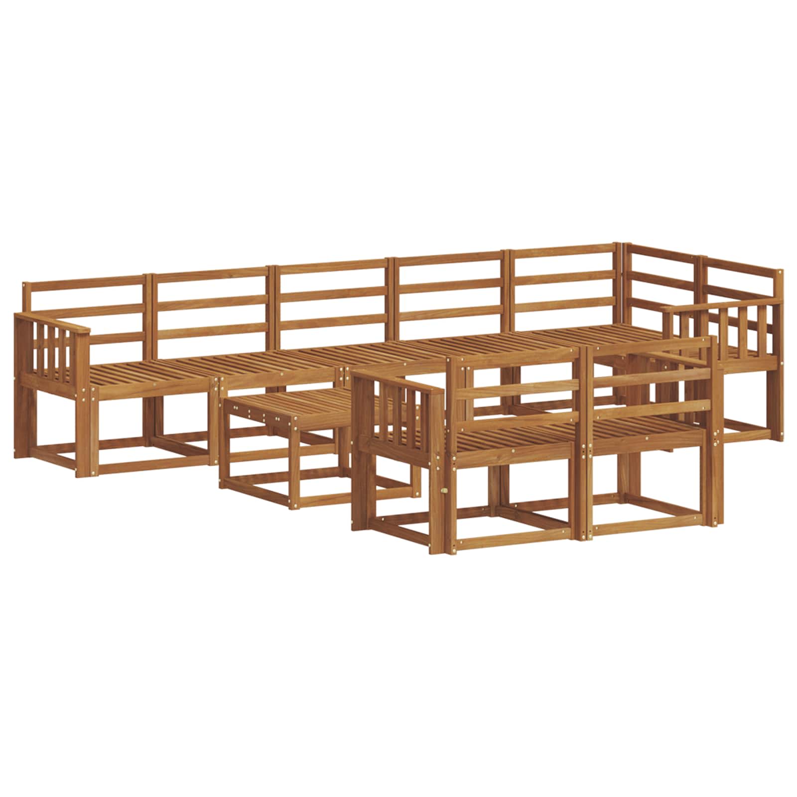 Set vanjskih sofa 9 pcs Prirodna Čvrsto drvo akacije