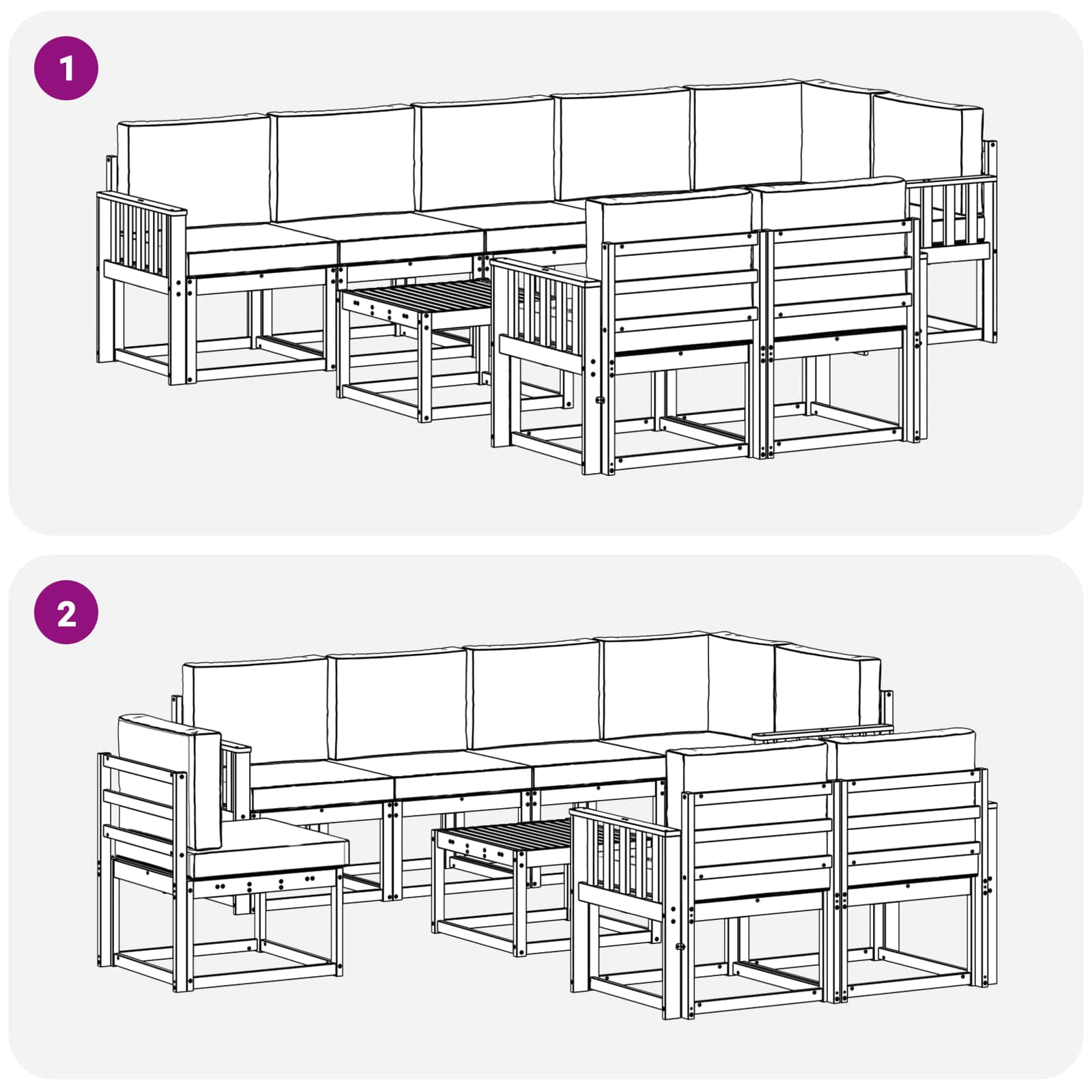 Set vanjskih sofa s jastukom 9 pcs Prirodna i krem