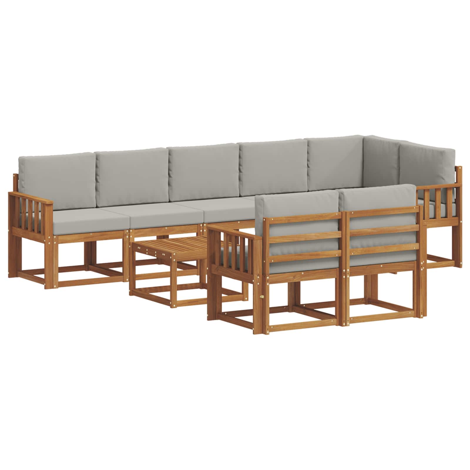 Set vanjskih sofa s jastukom 9 pcs Prirodna i svijetlo siva