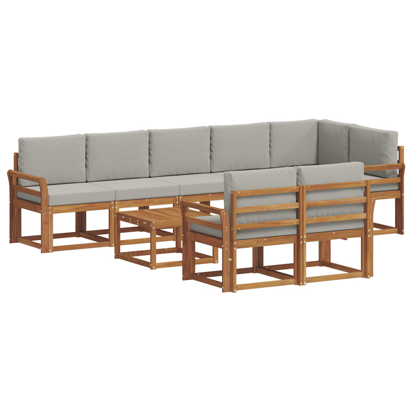 Set vanjskih sofa s jastukom 9 pcs Prirodna i svijetlo siva