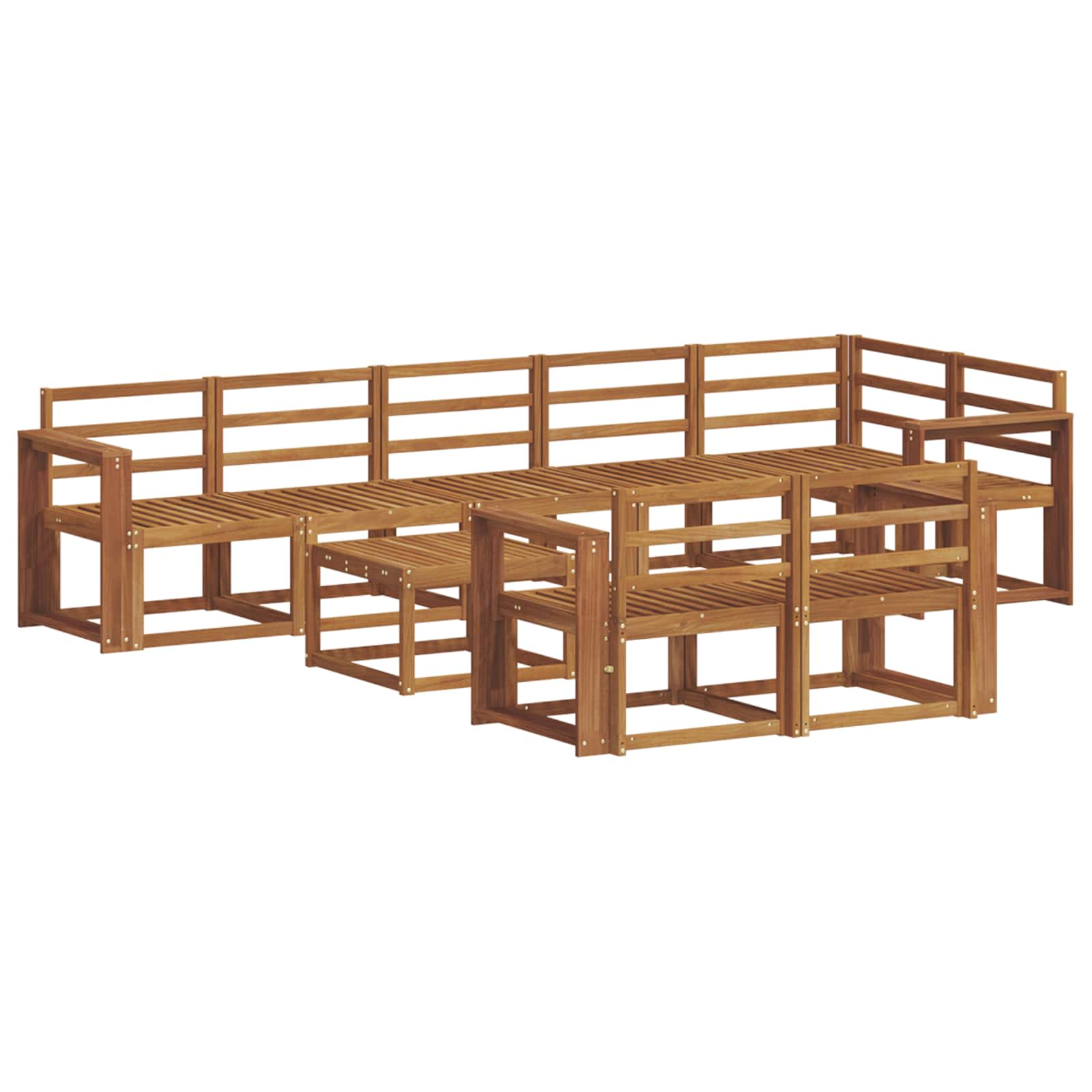 Set vanjskih sofa 9 pcs Prirodna Čvrsto drvo akacije