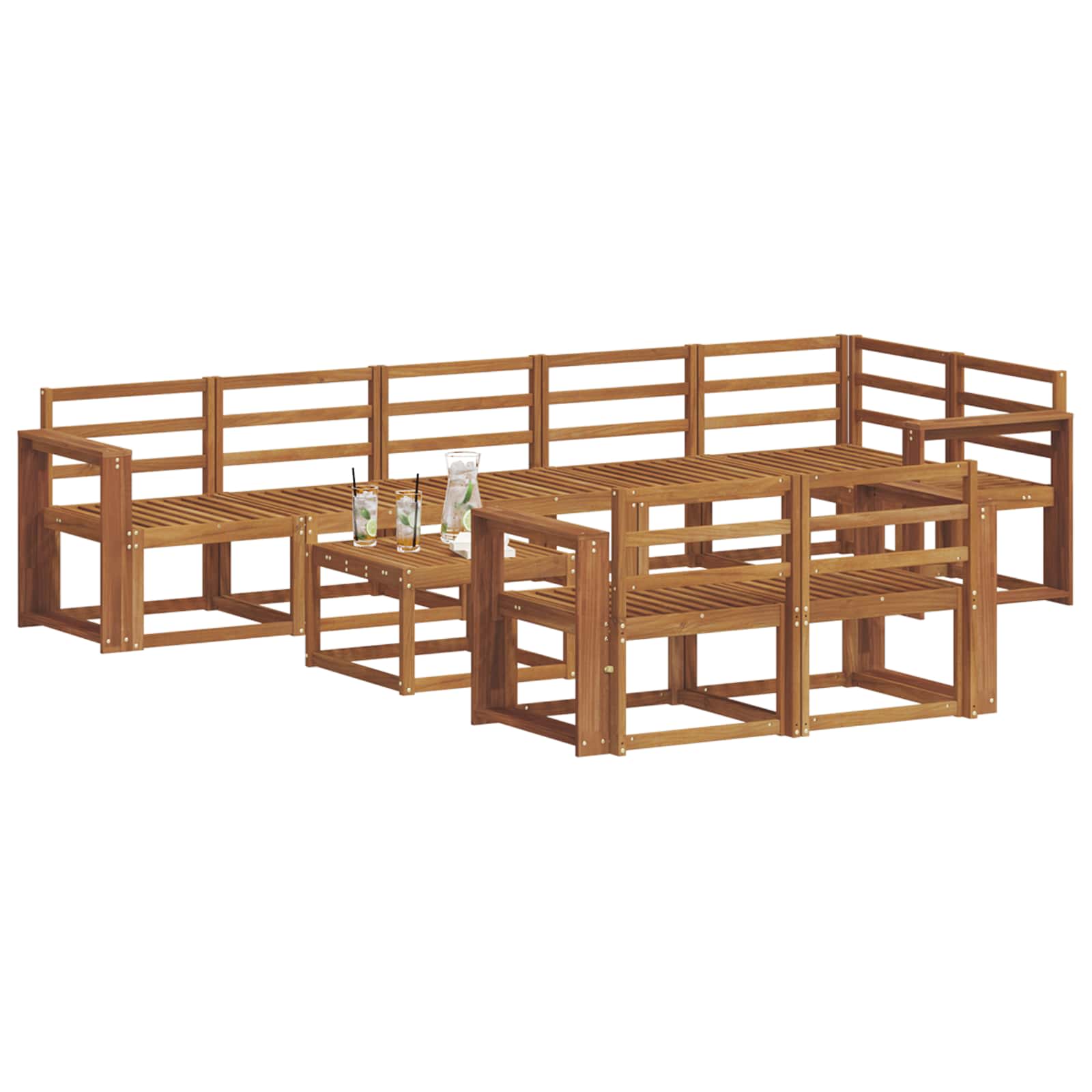 Set vanjskih sofa 9 pcs Prirodna Čvrsto drvo akacije