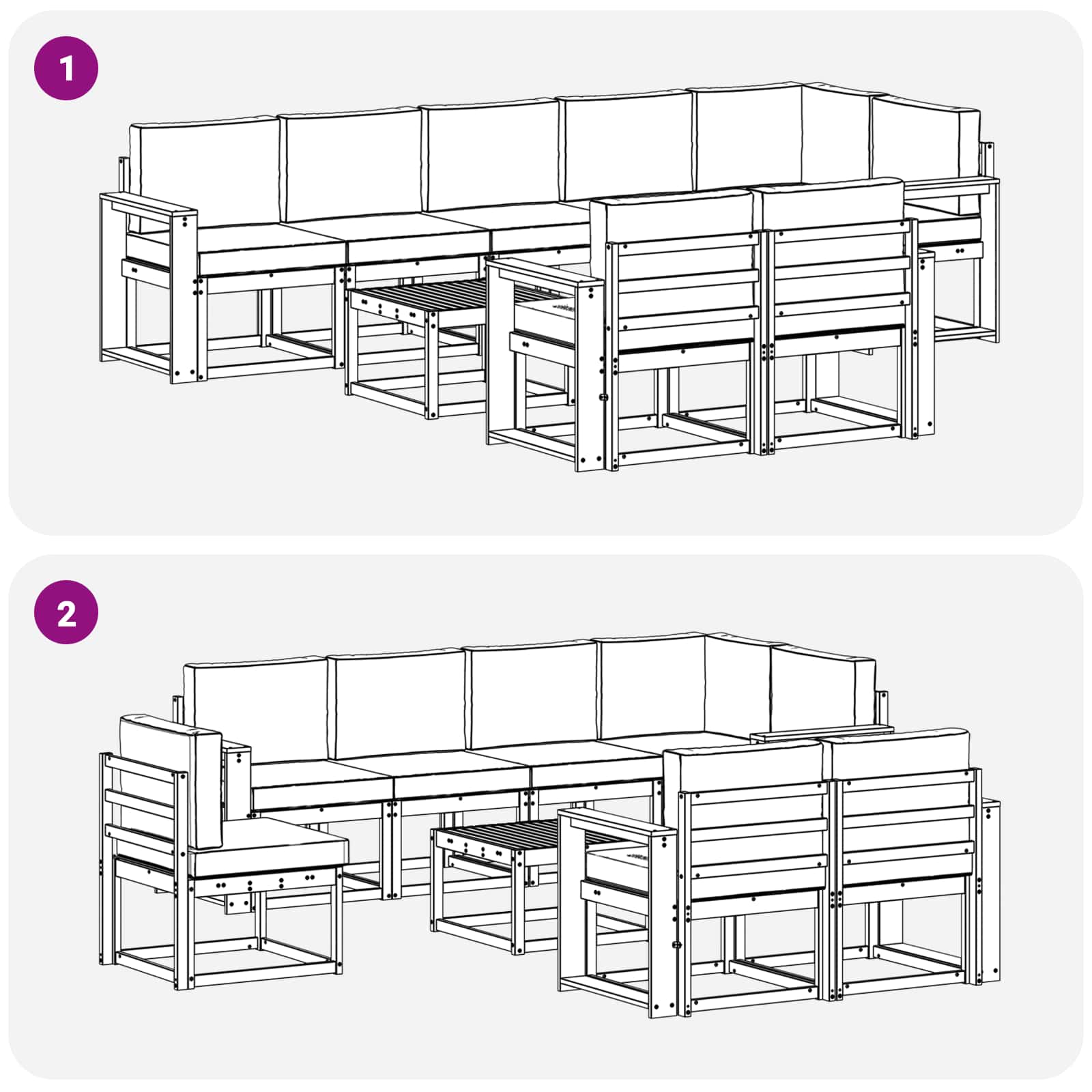 Set vanjskih sofa s jastukom 9 pcs Prirodna i krem