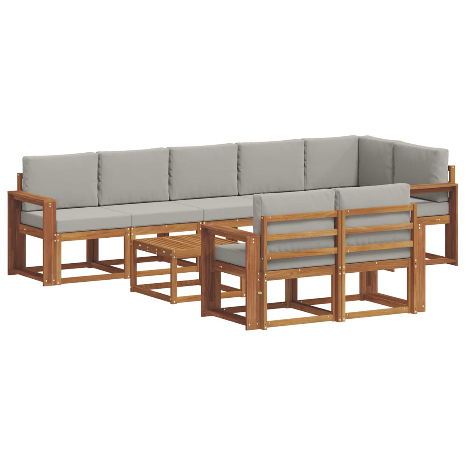 Set vanjskih sofa s jastukom 9 pcs Prirodna i svijetlo siva