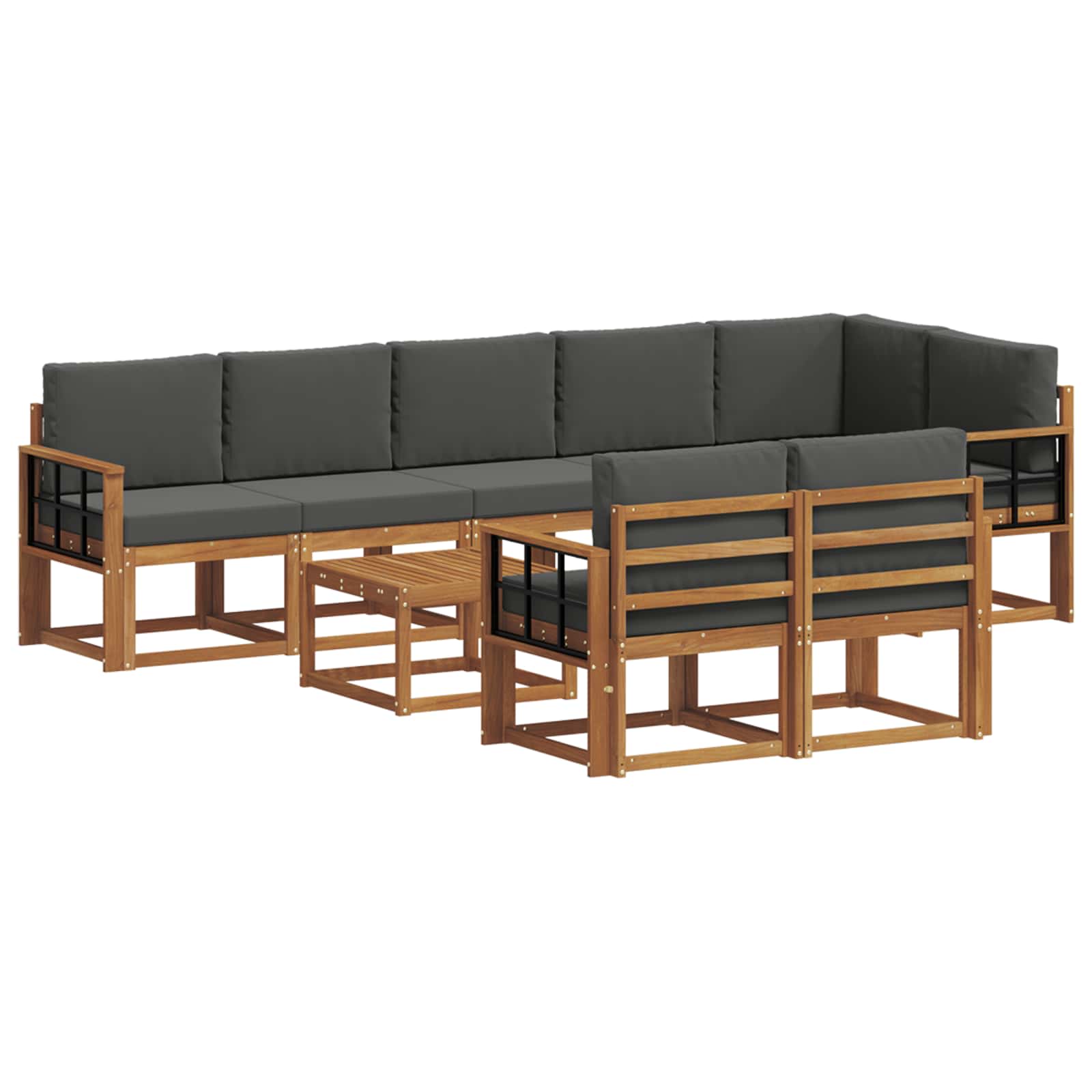 Set vanjskih sofa s jastukom 9 pcs Prirodna i antracit