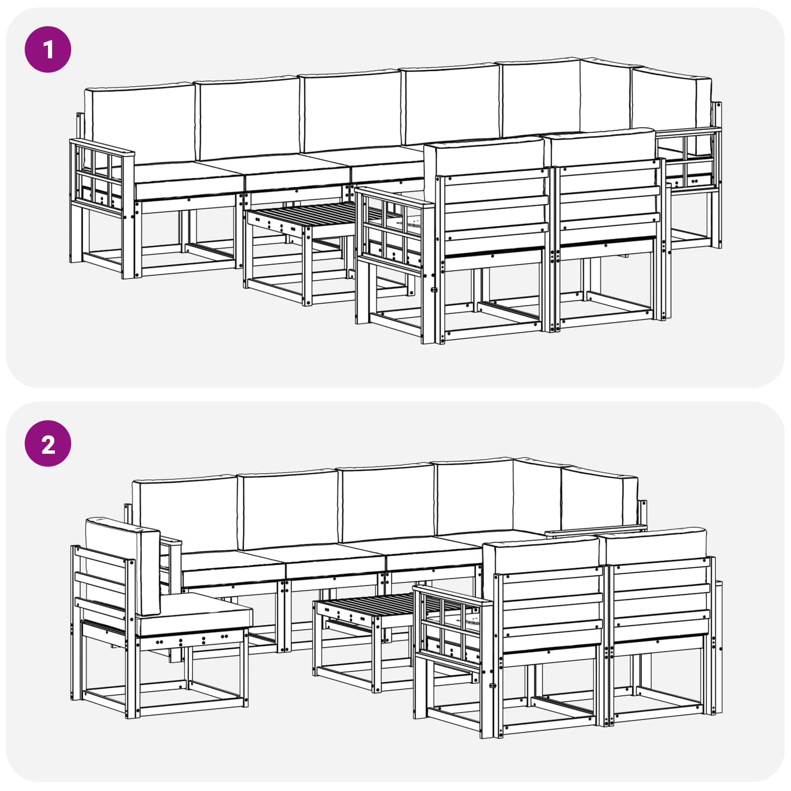Set vanjskih sofa s jastukom 9 pcs Prirodna i antracit