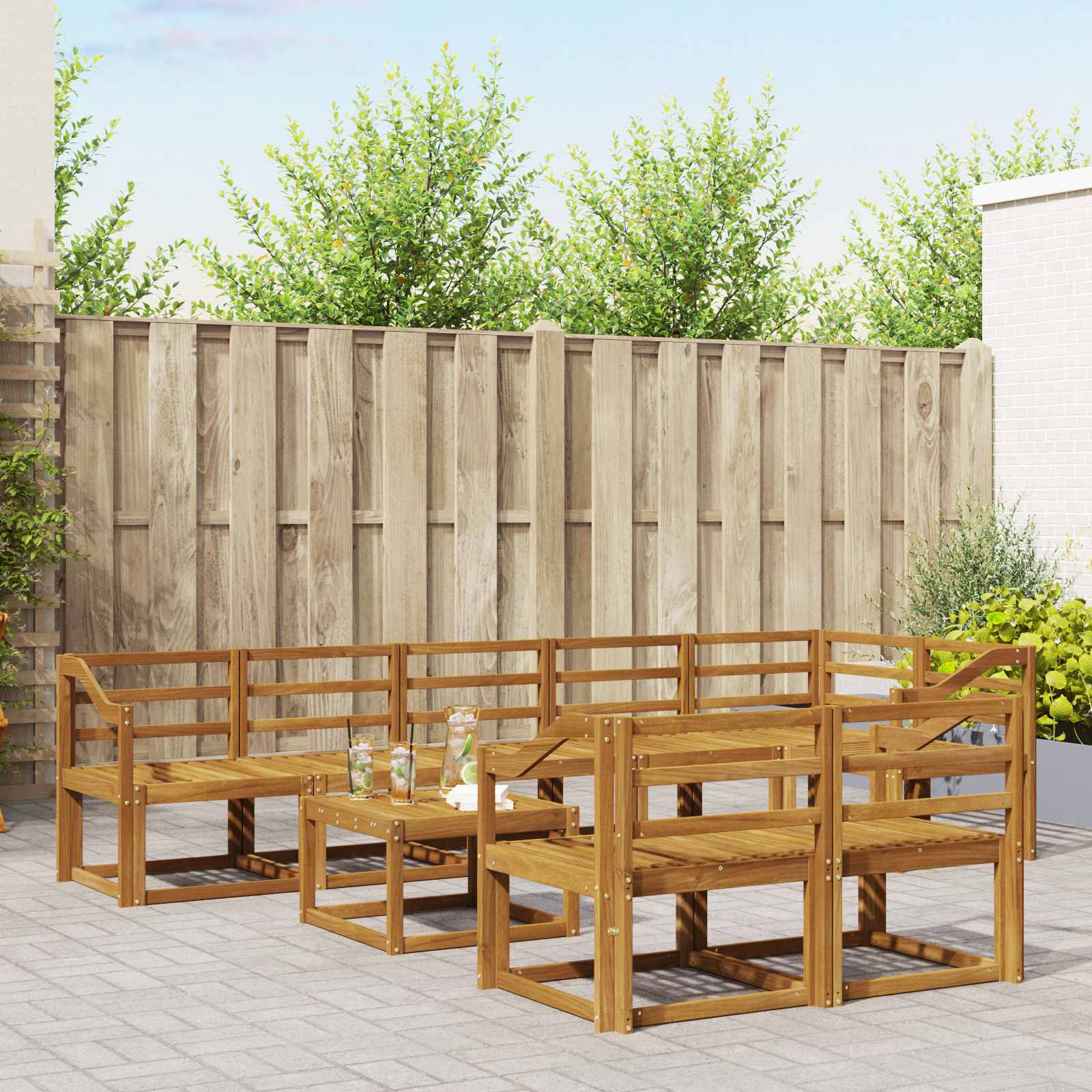 Set vanjskih sofa 9 pcs Prirodna Čvrsto drvo akacije