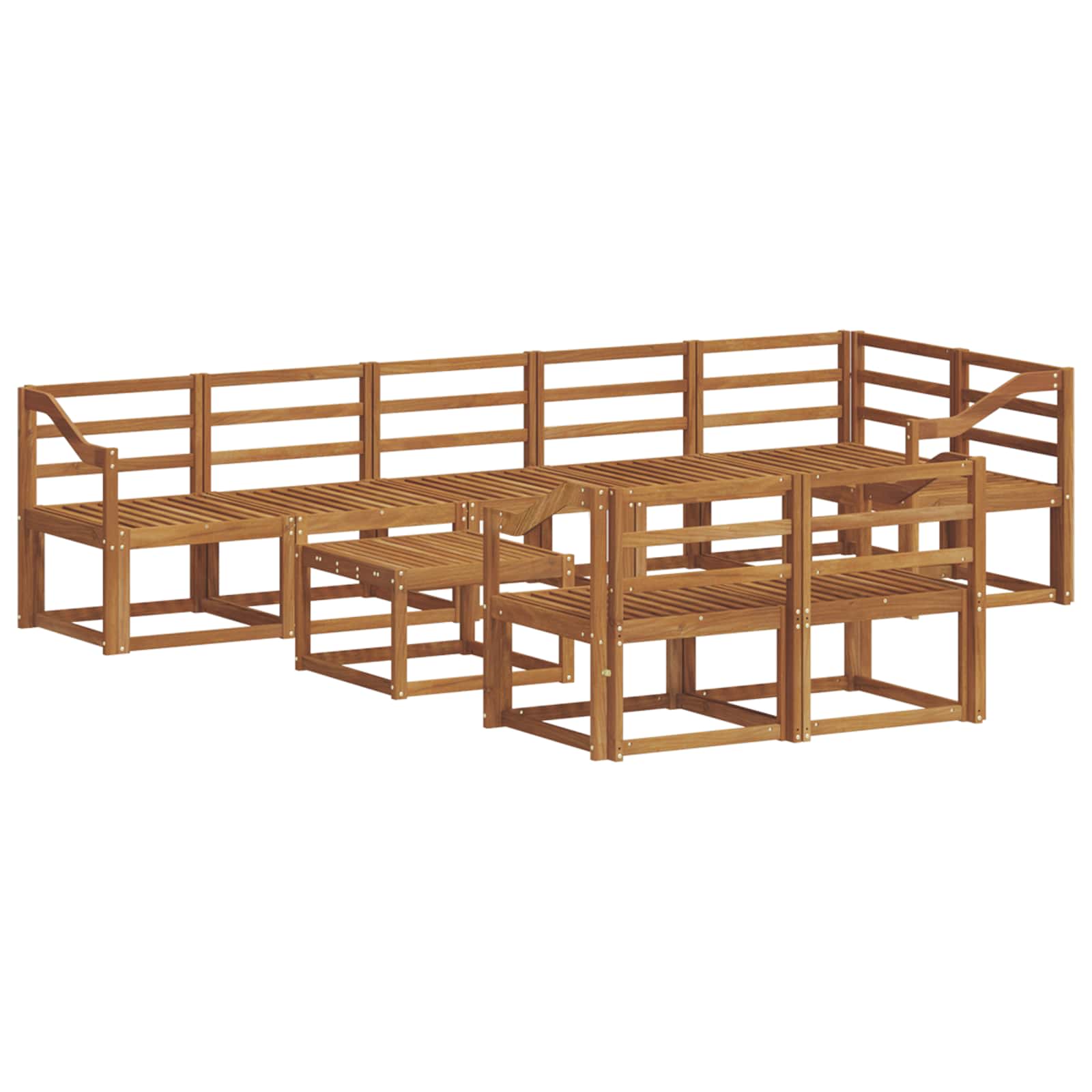 Set vanjskih sofa 9 pcs Prirodna Čvrsto drvo akacije