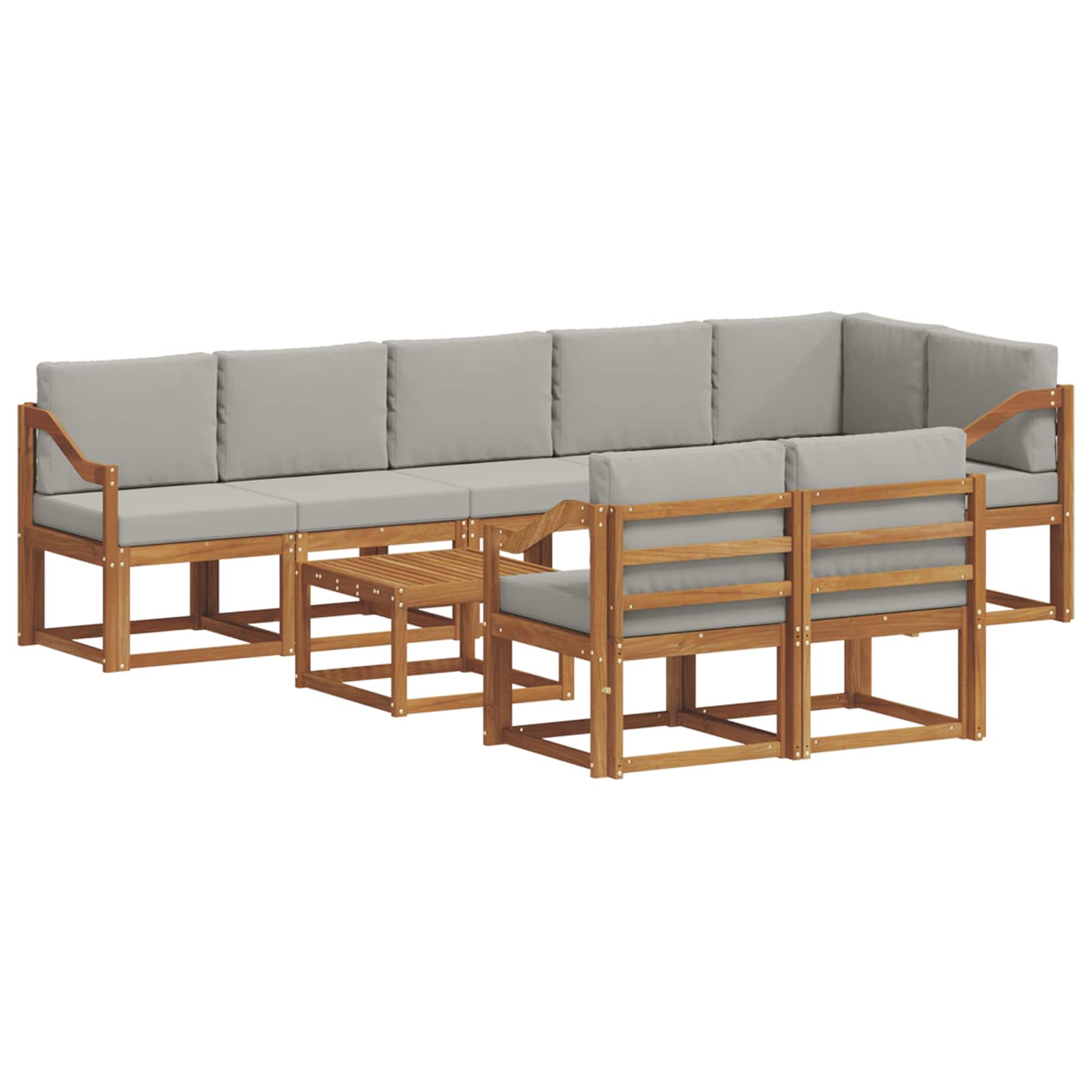 Set vanjskih sofa s jastukom 9 pcs Prirodna i svijetlo siva