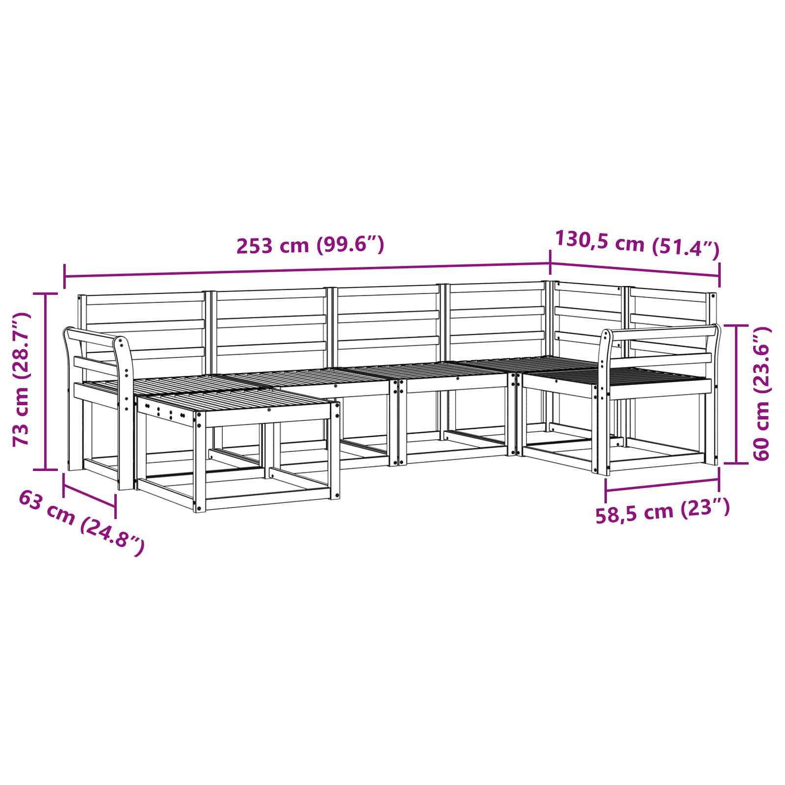 Set vanjskih sofa 6 pcs Prirodna