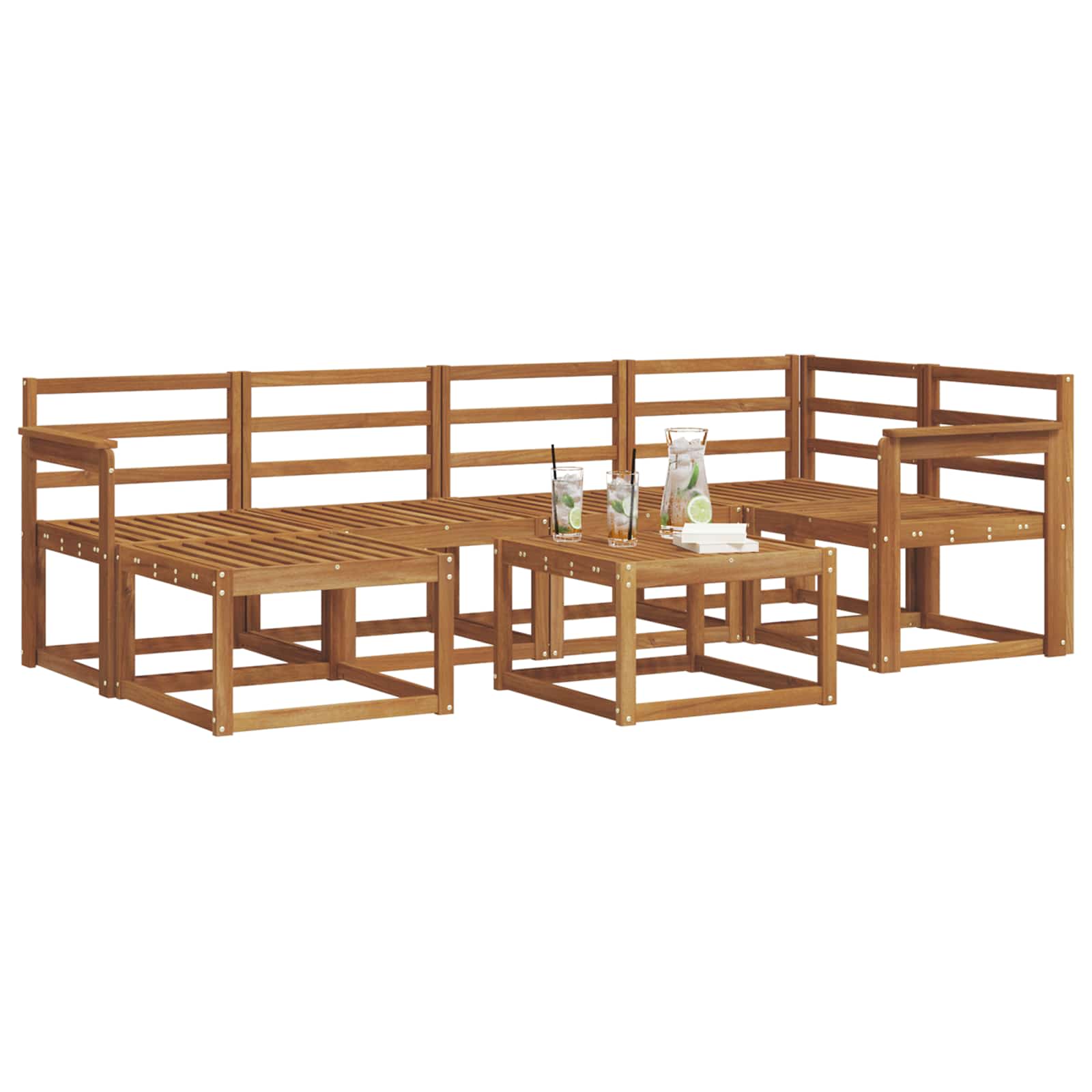 Set vanjskih sofa 7 pcs Prirodna Čvrsto drvo akacije