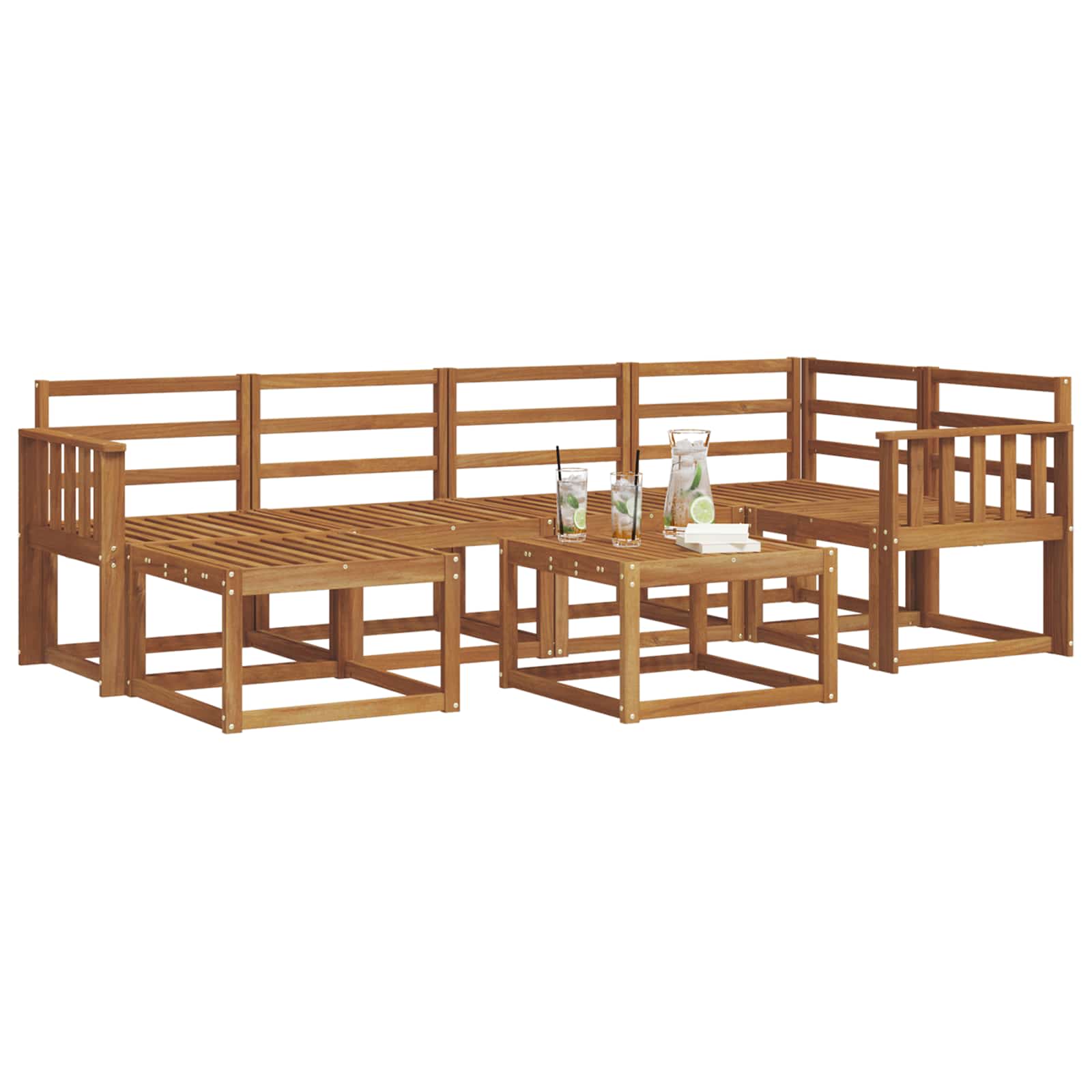 Set vanjskih sofa 7 pcs Prirodna Čvrsto drvo akacije