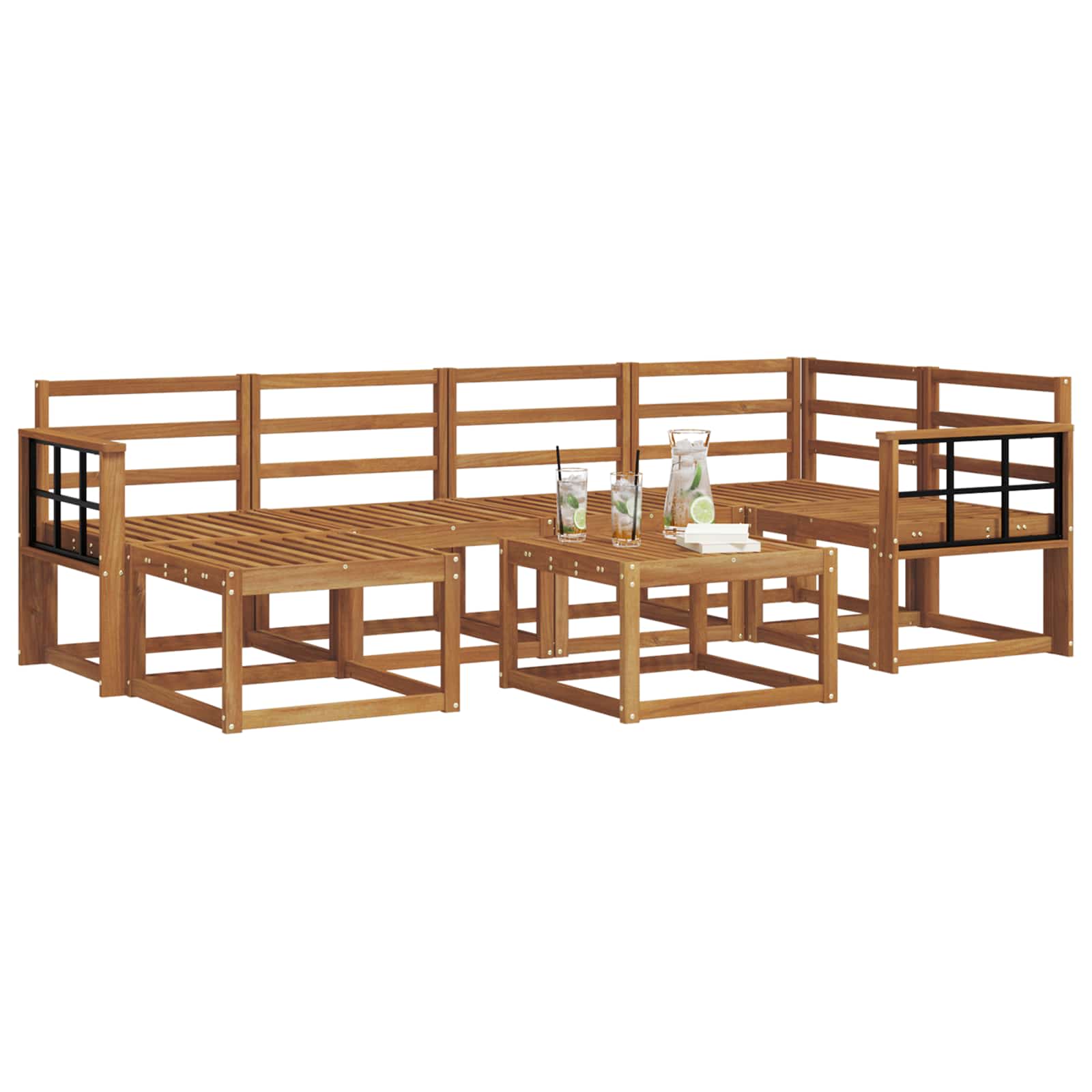 Set vanjskih sofa 7 pcs Prirodna Čvrsto drvo akacije