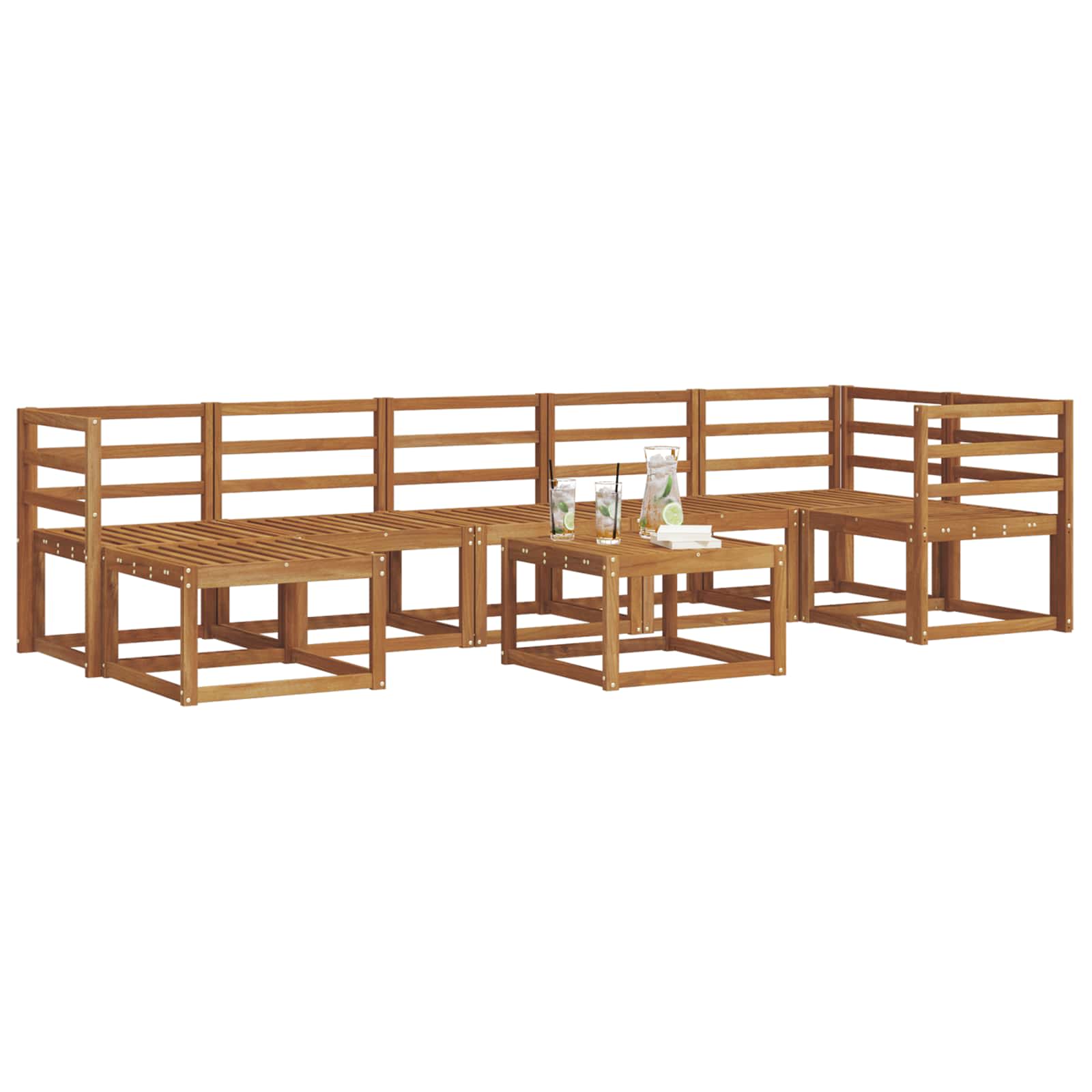 Set vanjskih sofa 8 pcs Prirodna Čvrsto drvo akacije