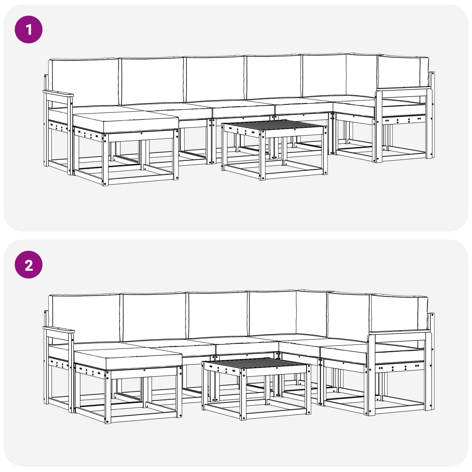 Set vanjskih sofa s jastukom 8 pcs Prirodna i antracit