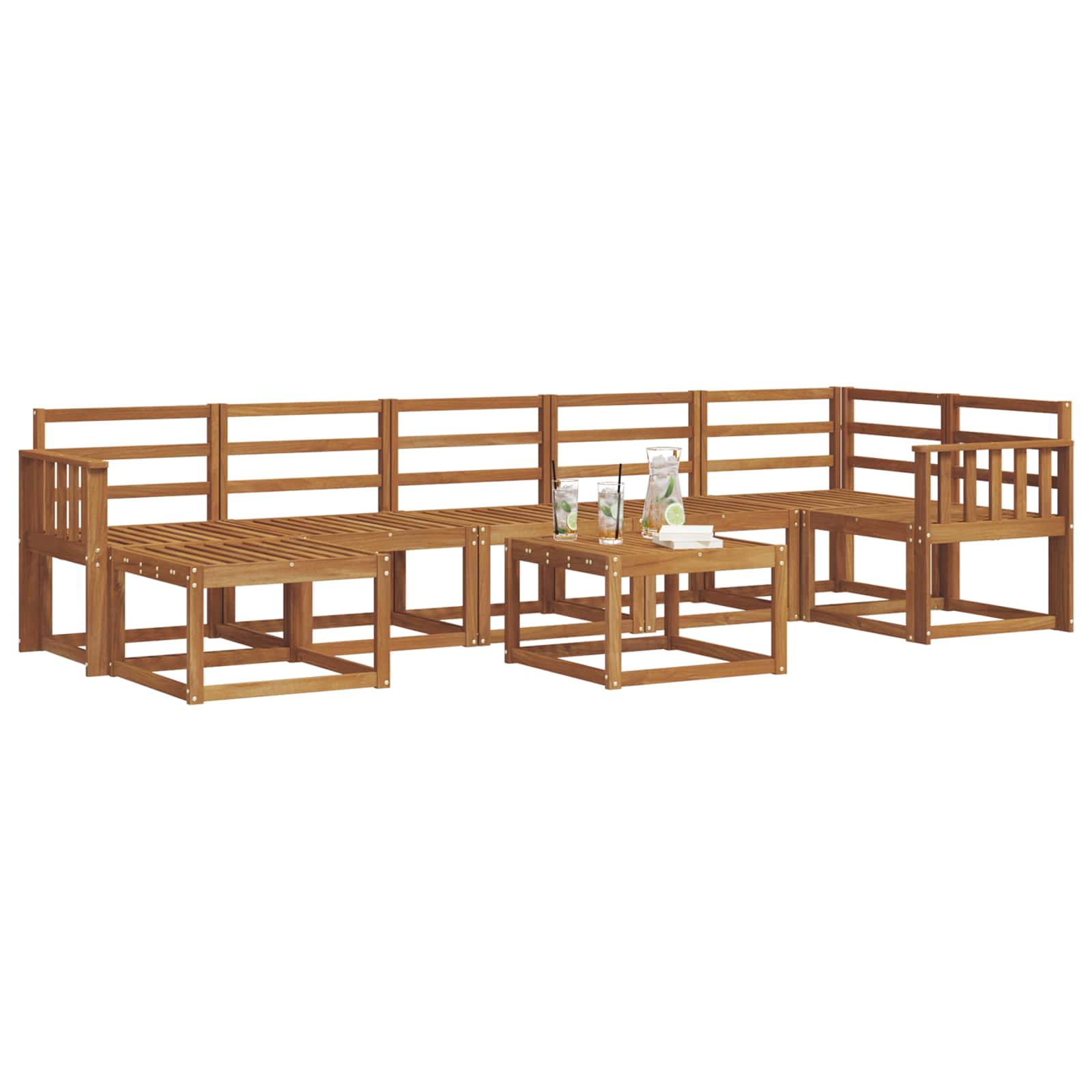 Set vanjskih sofa 8 pcs Prirodna Čvrsto drvo akacije