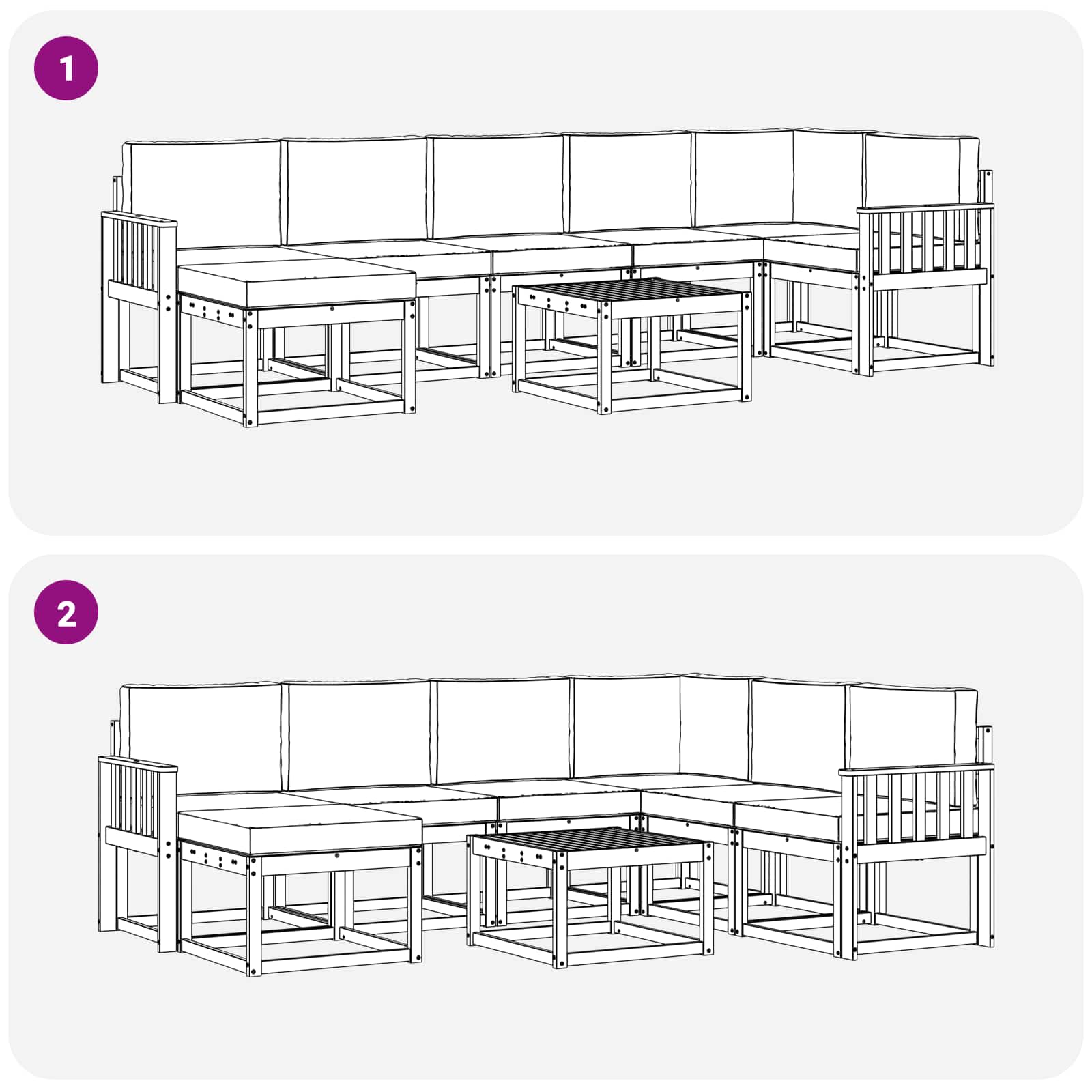 Set vanjskih sofa s jastukom 8 pcs Prirodna i antracit