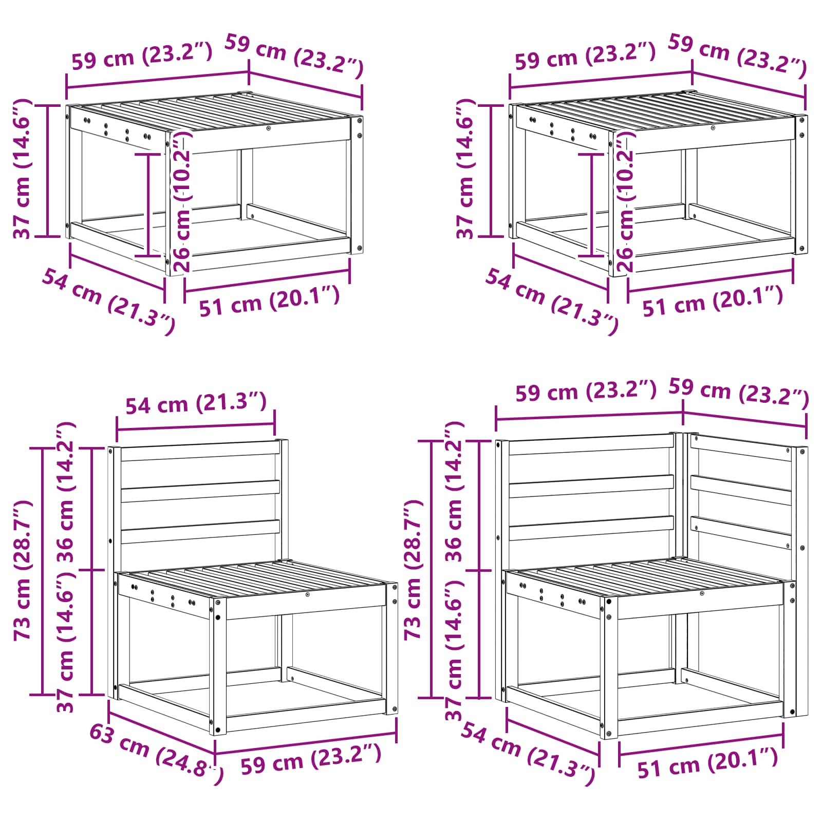 Set vanjskih sofa 8 pcs Prirodna Čvrsto drvo akacije