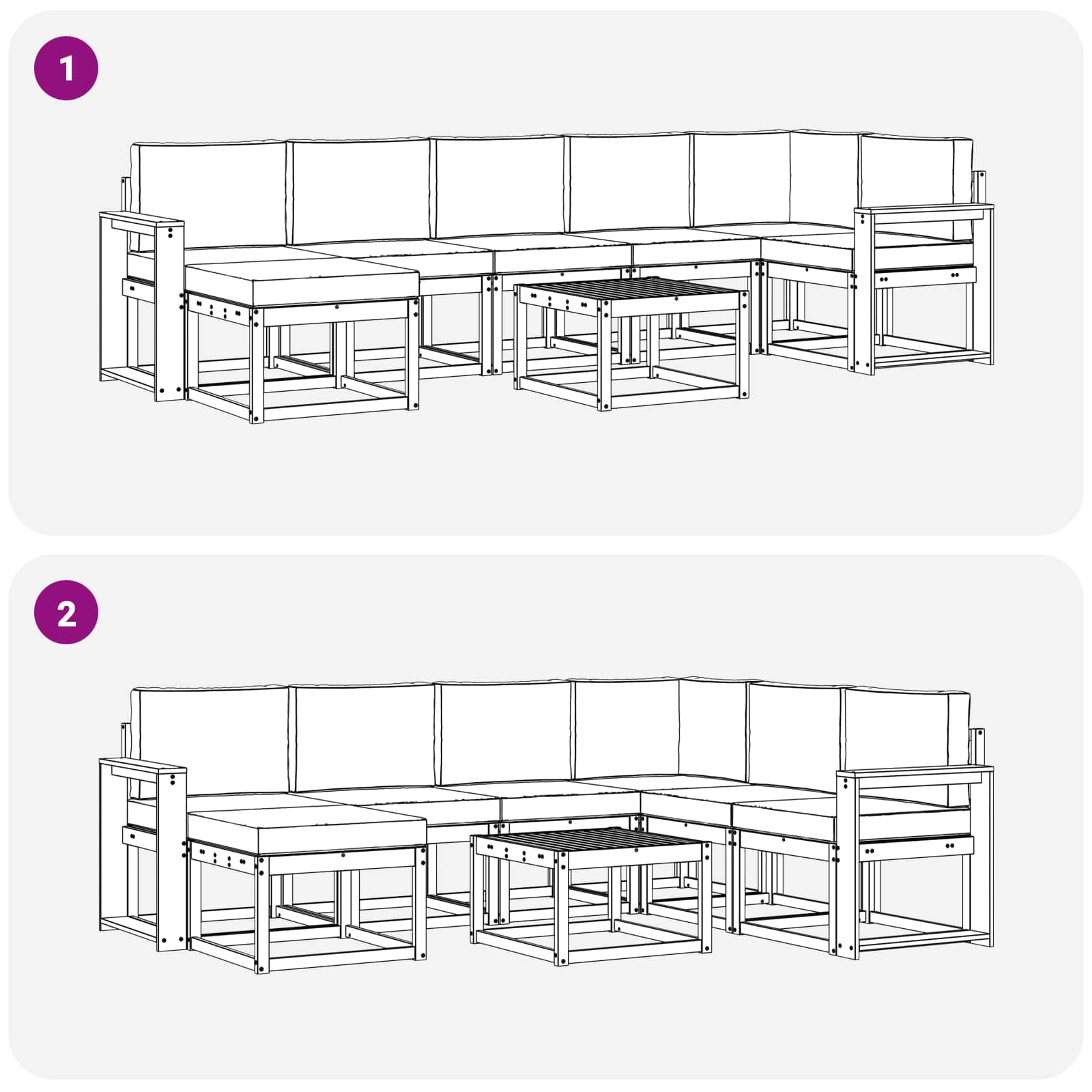 Set vanjskih sofa s jastukom 8 pcs Prirodna i krem